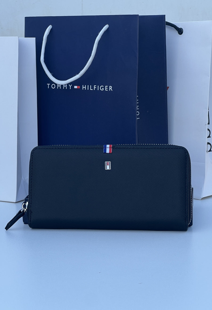 Tommy Hilfiger Zip Around Wallet – PU Leather Wallet with Gift Box & Bag