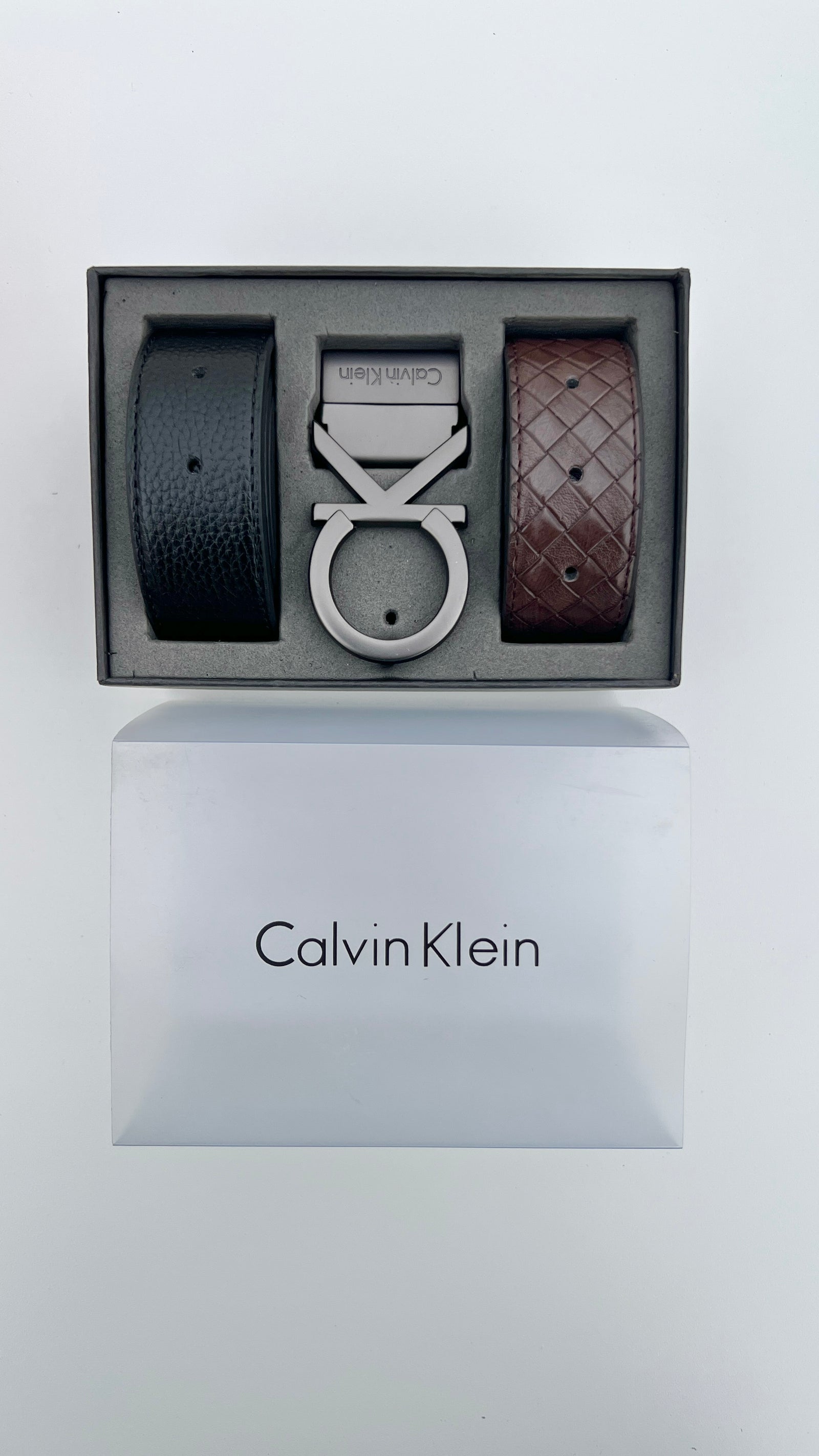 Calvin Klein Reversible Belt Set – Two Double Face Belts with Reversible Buckle