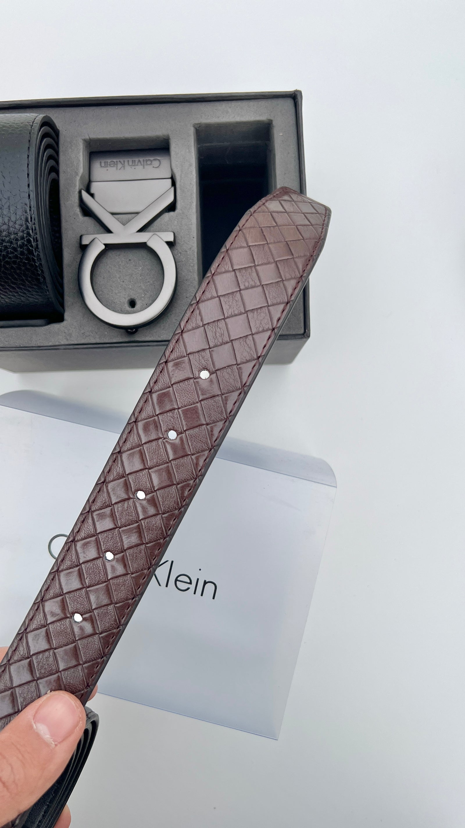 Calvin Klein Reversible Belt Set – Two Double Face Belts with Reversible Buckle