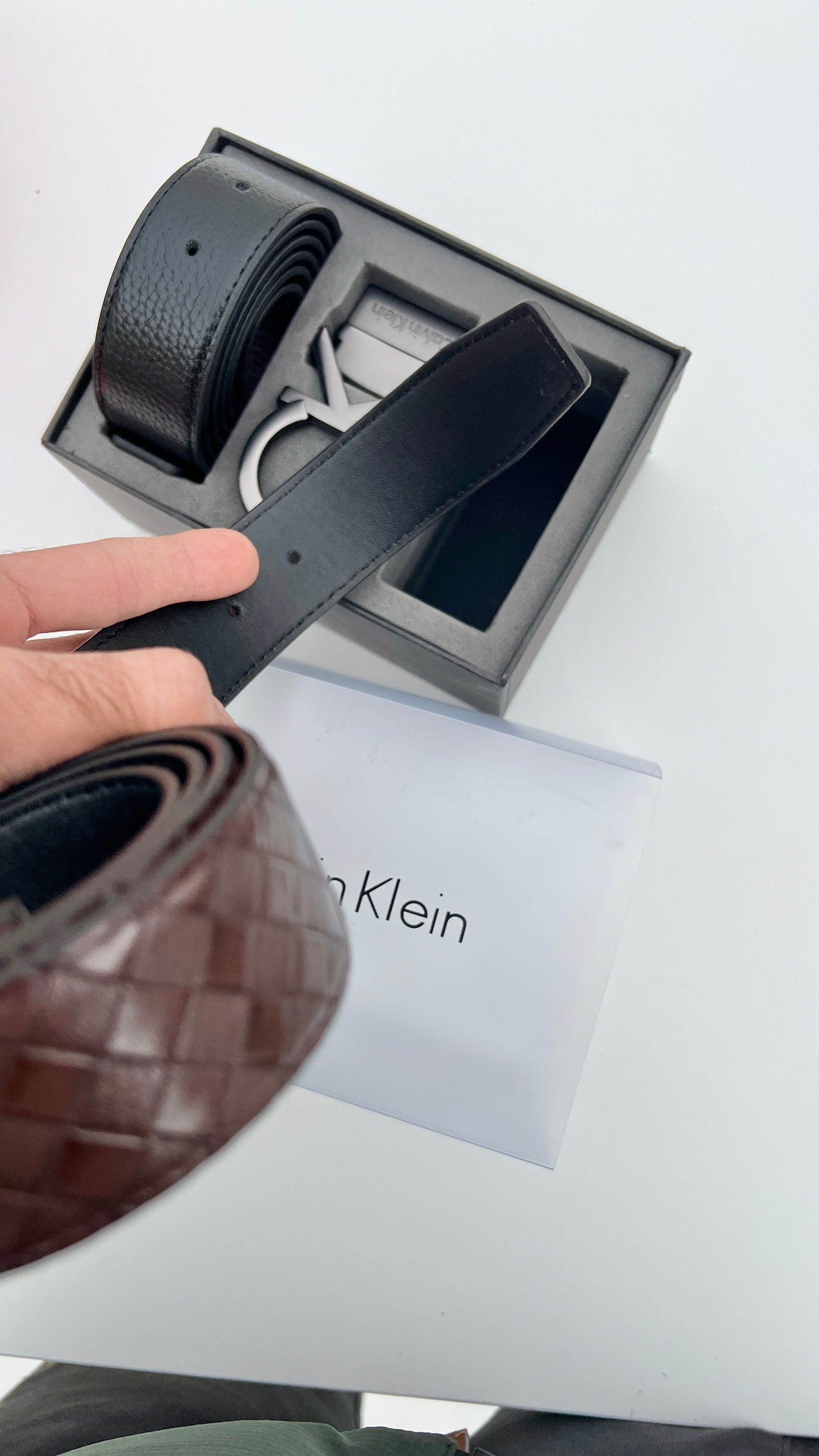 Calvin Klein Reversible Belt Set – Two Double Face Belts with Reversible Buckle