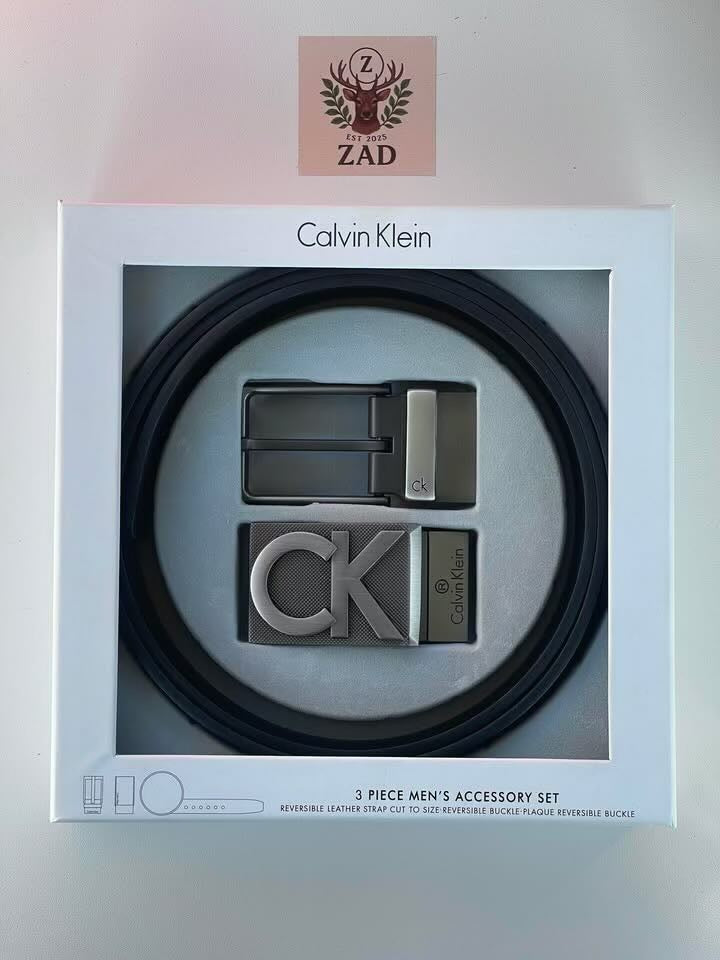 Calvin Klein 3 Piece Belt Set – Reversible Belt with Two Buckles
