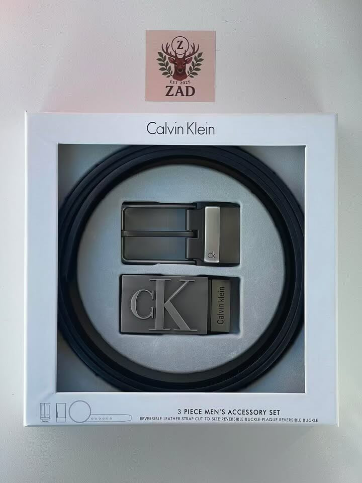 Calvin Klein 3 Piece Belt Set – Reversible Belt with Two Buckles