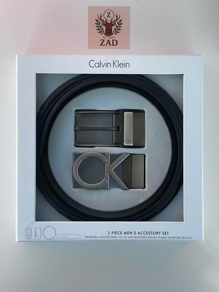 Calvin Klein 3 Piece Belt Set – Reversible Belt with Two Buckles