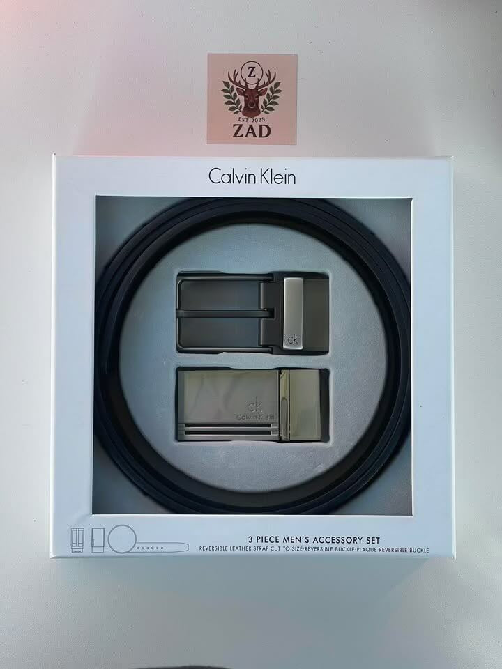Calvin Klein 3 Piece Belt Set – Reversible Belt with Two Buckles