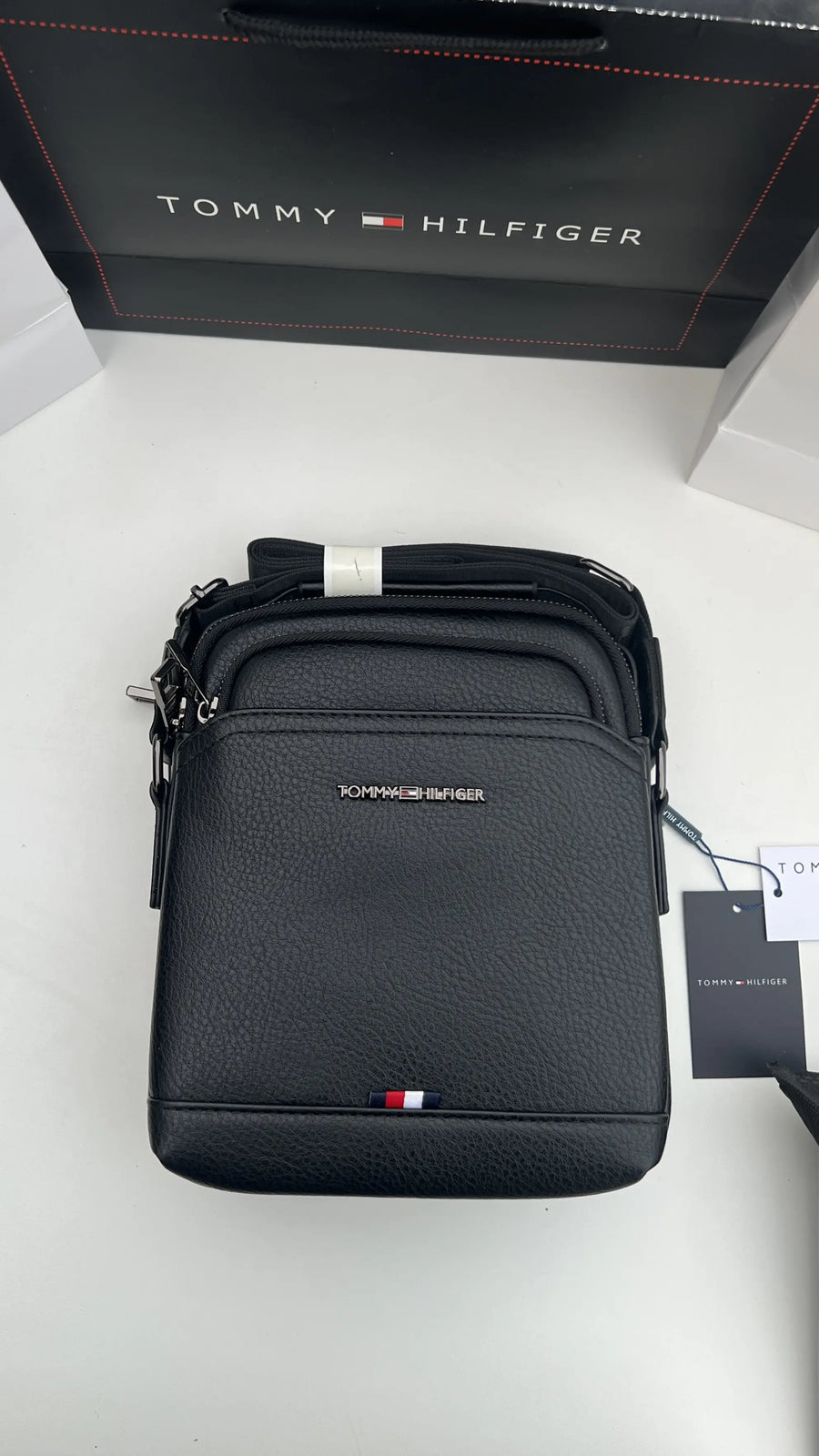 Business Man Travel Bundle - Tommy Hilfiger Leather Crossbody Bag, Reversible Belt & Wallet Bundle