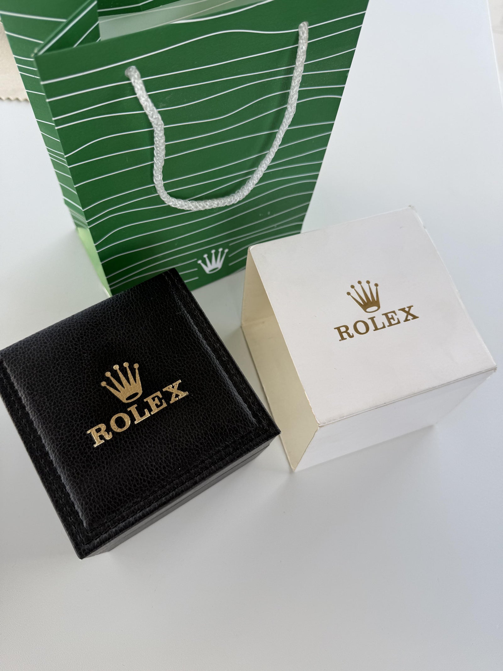 Rolex Leather Watch Box – Premium Storage Box with Shopping Bag