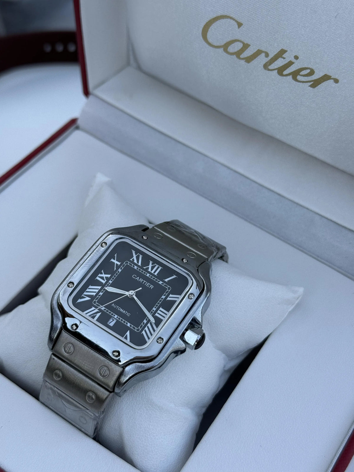 ساعة كارتييه (Cartier) المعدنية – مع علبة فاخرة