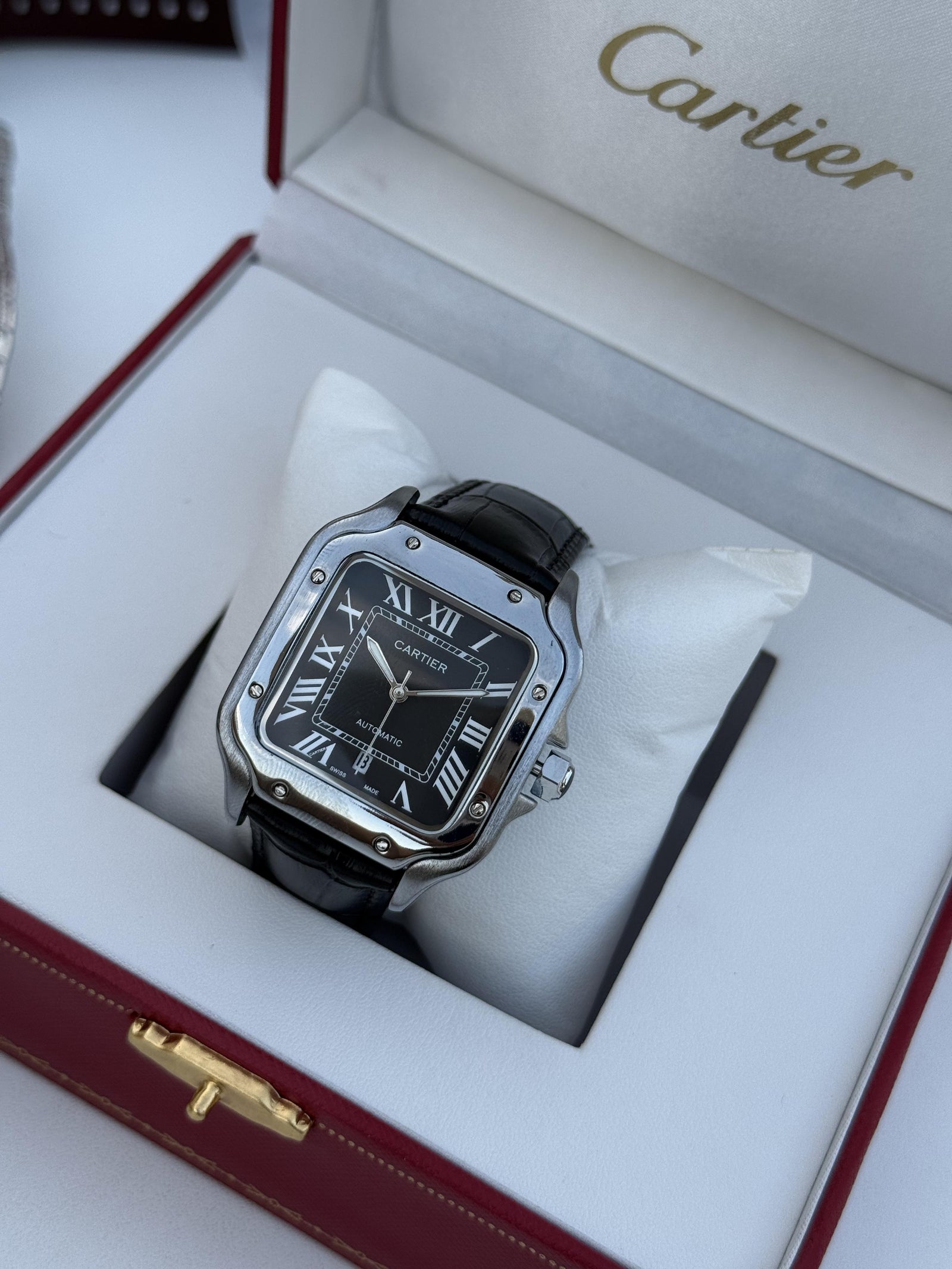 Cartier leather Watch – with Standard Gift Box Packaging