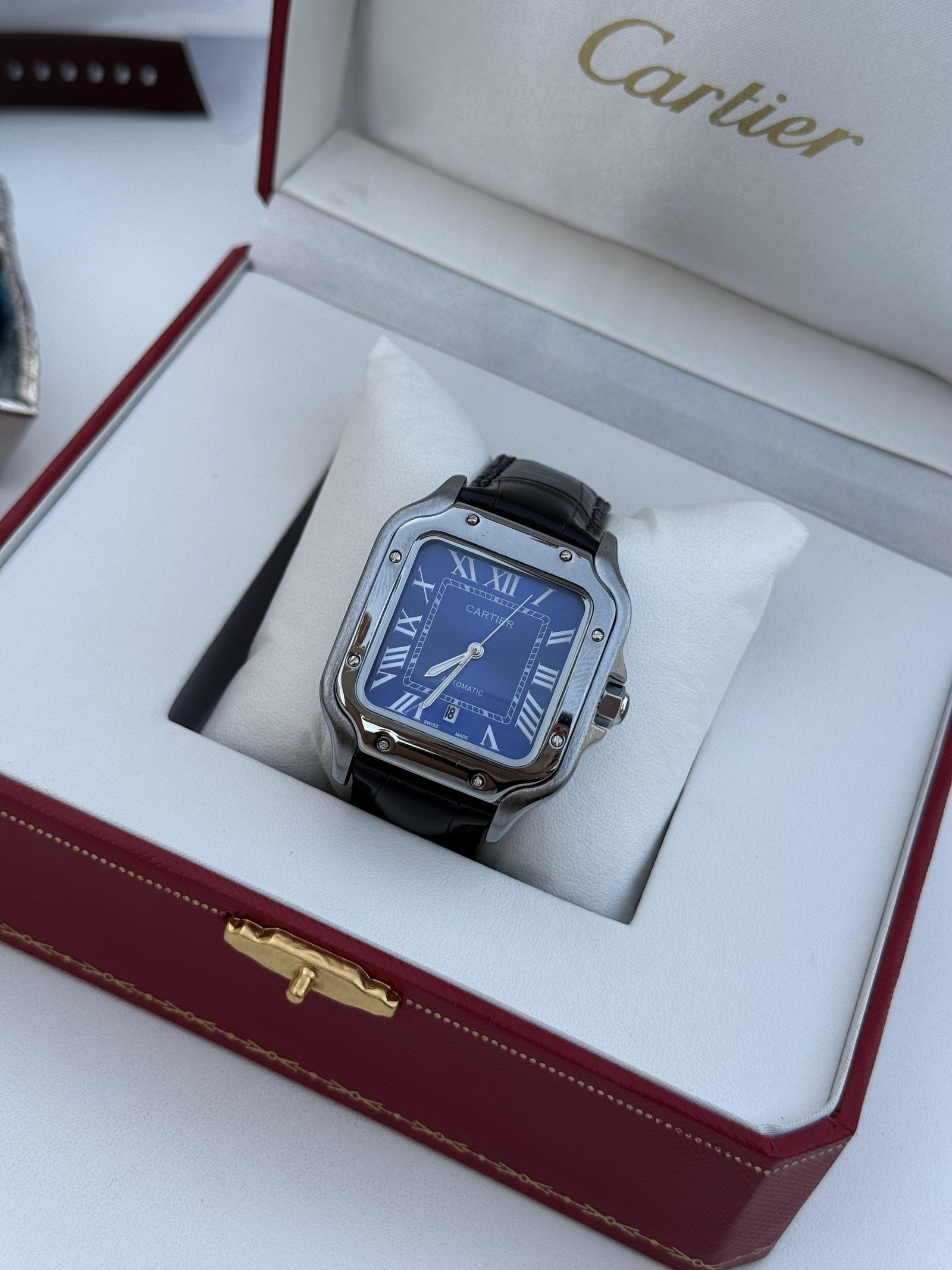Cartier leather Watch – with Standard Gift Box Packaging