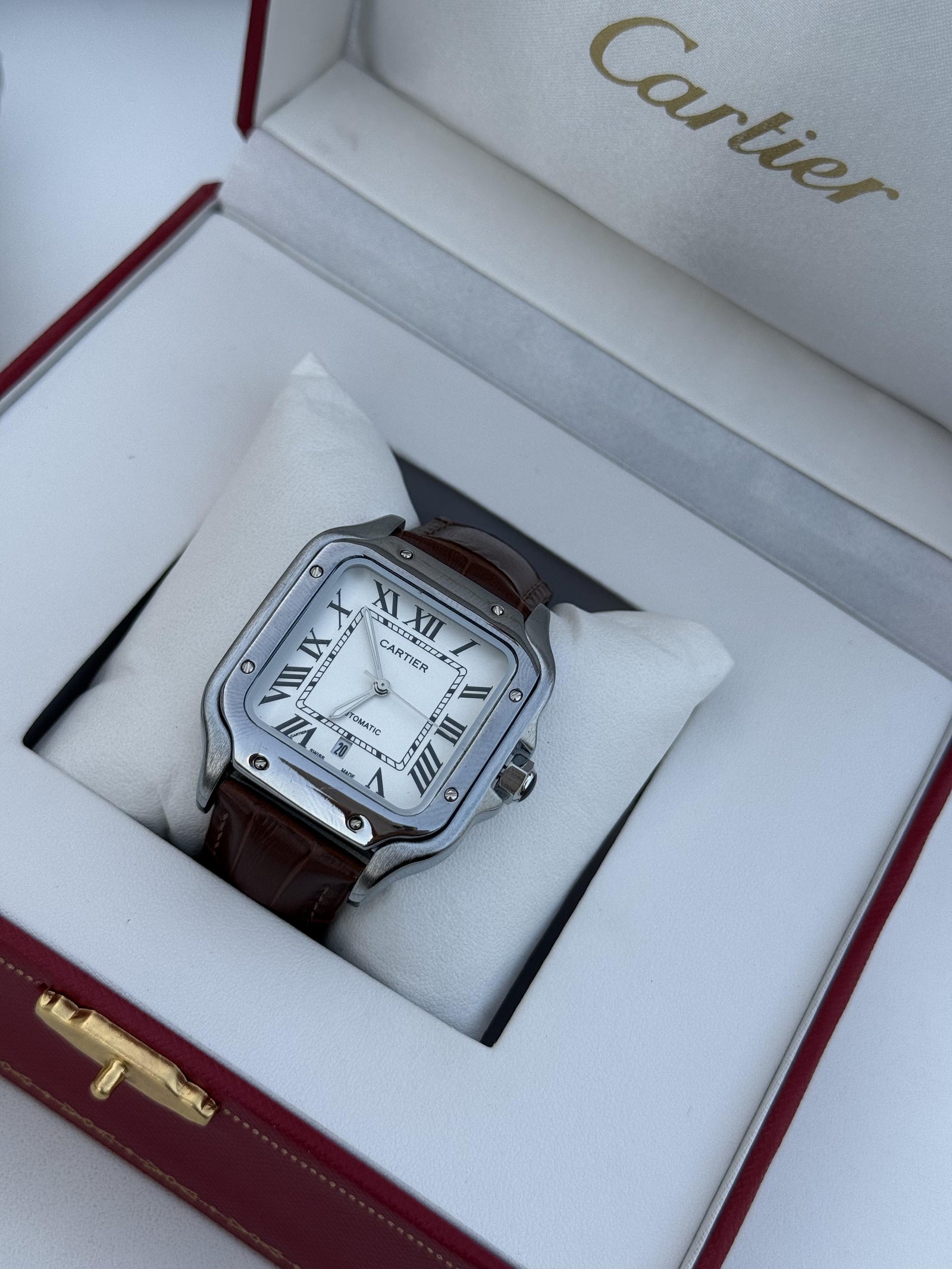 Cartier leather Watch – with Standard Gift Box Packaging
