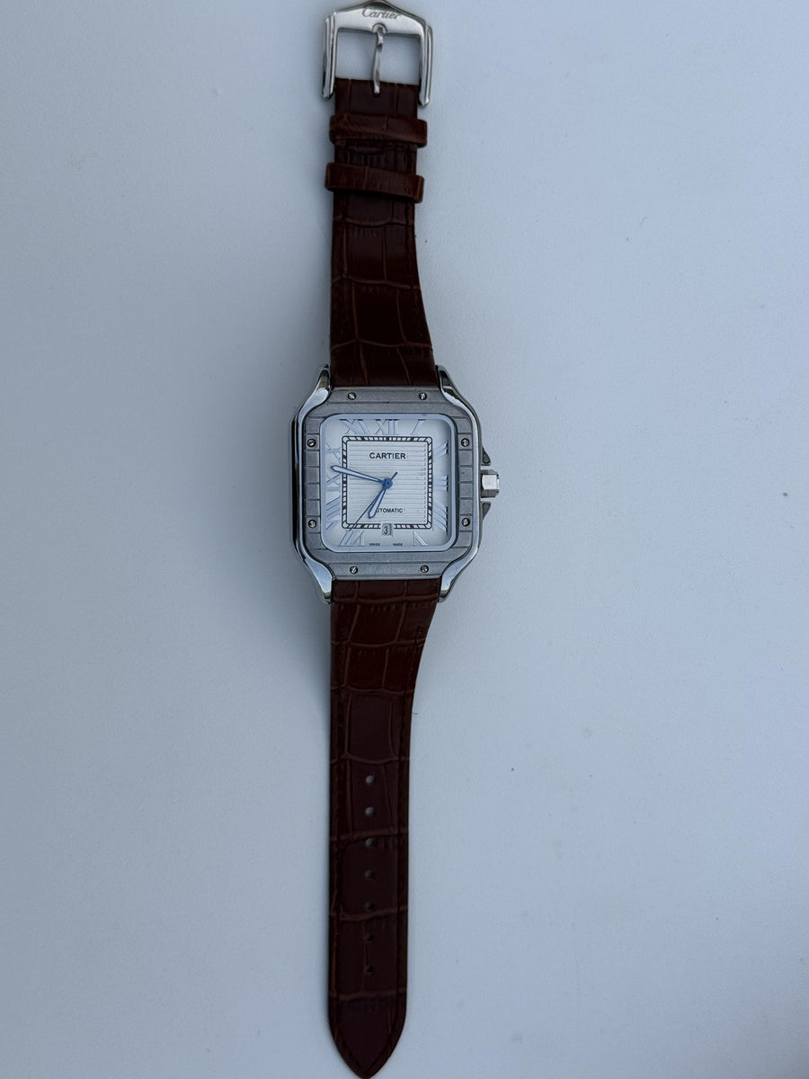 ساعة كارتييه (Cartier) الجلدية – مع علبة فاخرة