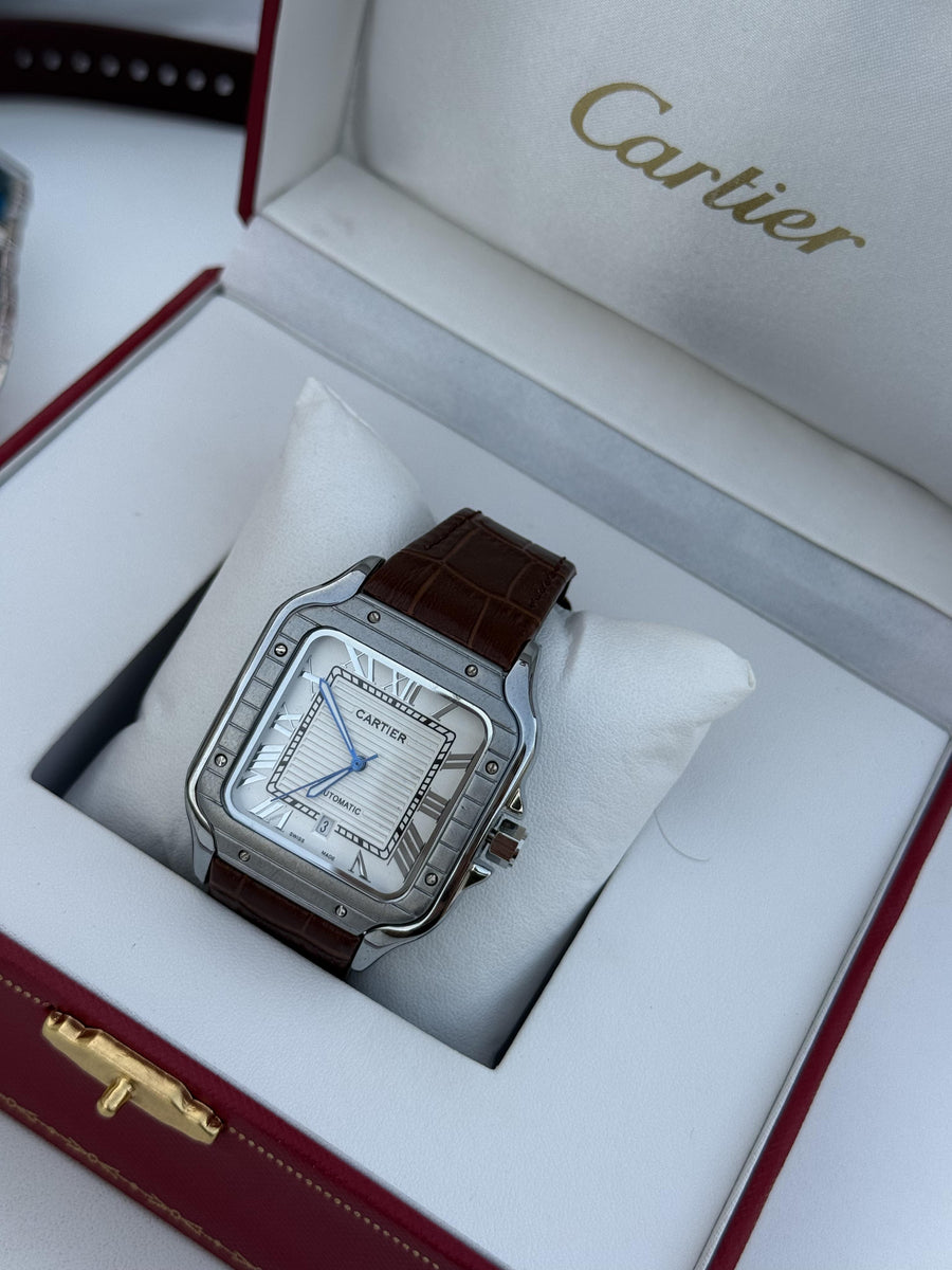 ساعة كارتييه (Cartier) الجلدية – مع علبة فاخرة