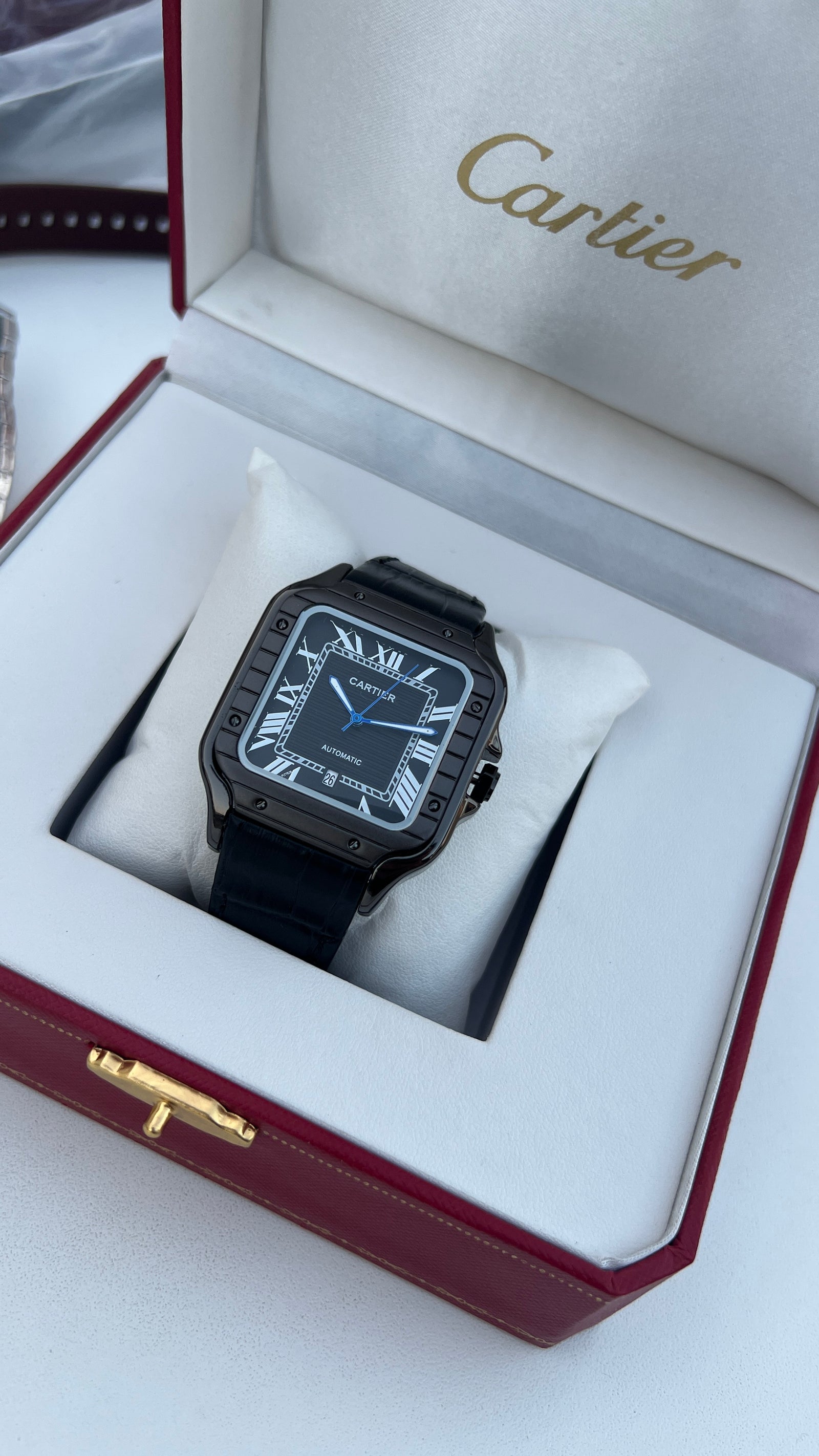 Cartier leather Watch – with Standard Gift Box Packaging