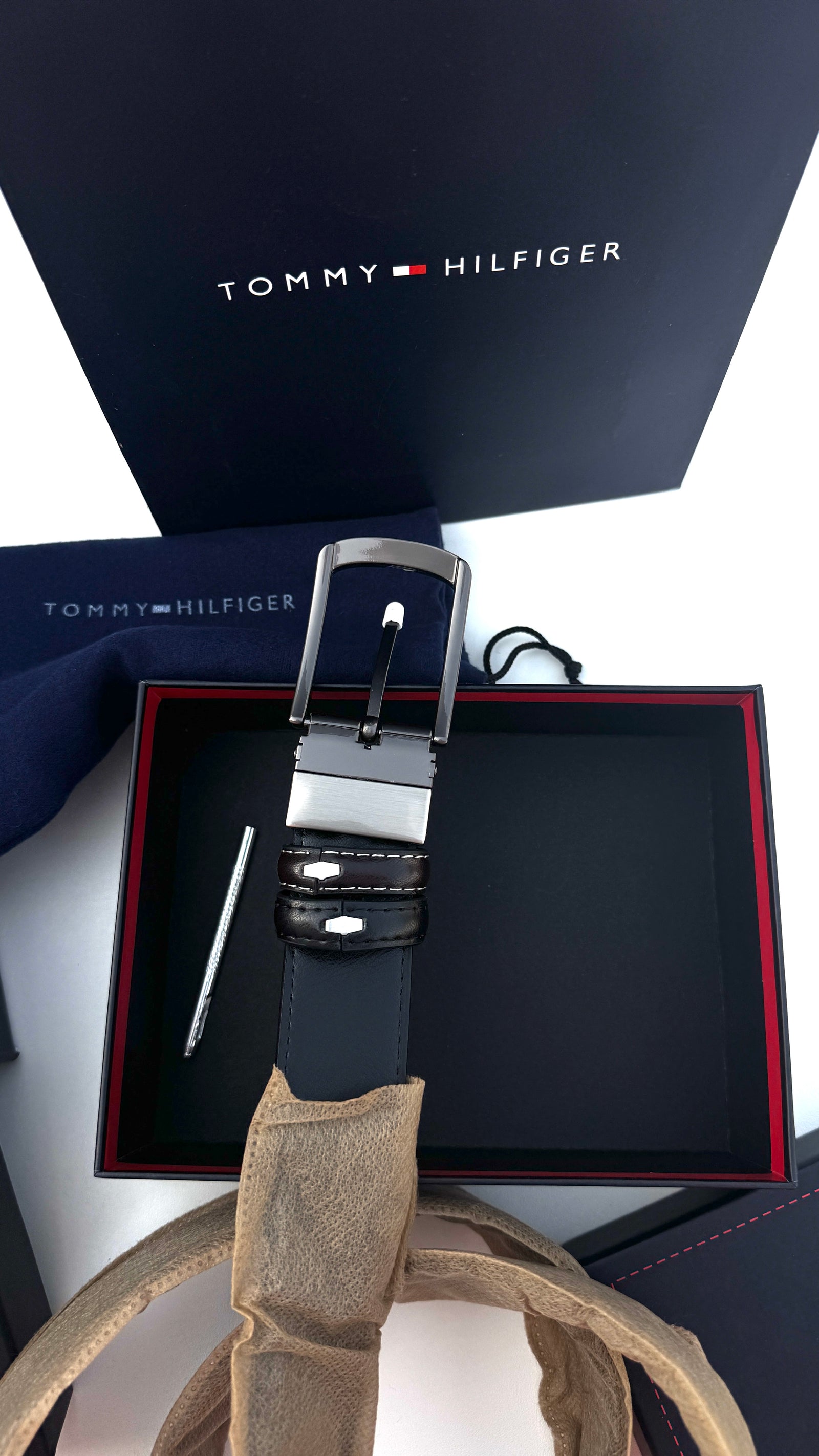 Tommy Hilfiger Double face Belt – Black & Brown with Classic Buckle