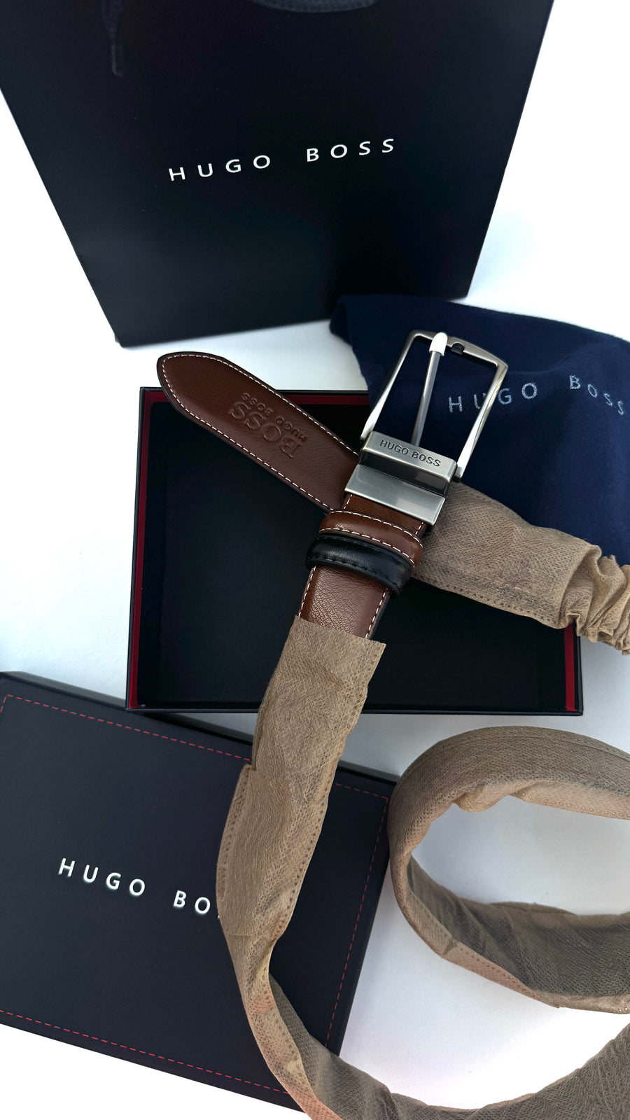 Hugo Boss Double face Belt – Black & Brown with Classic Buckle