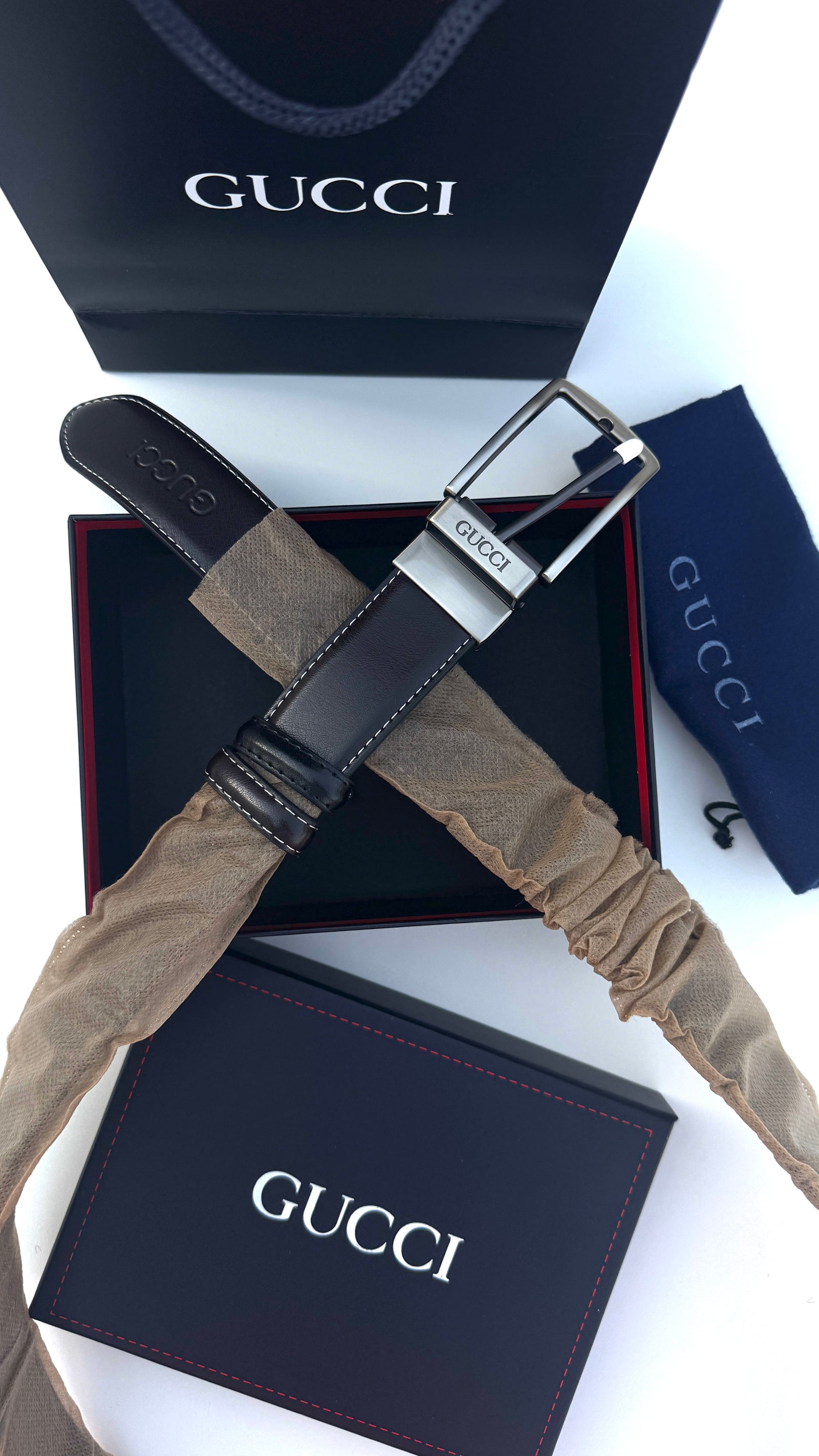 Gucci Double face Belt – Black & Brown with Classic Buckle