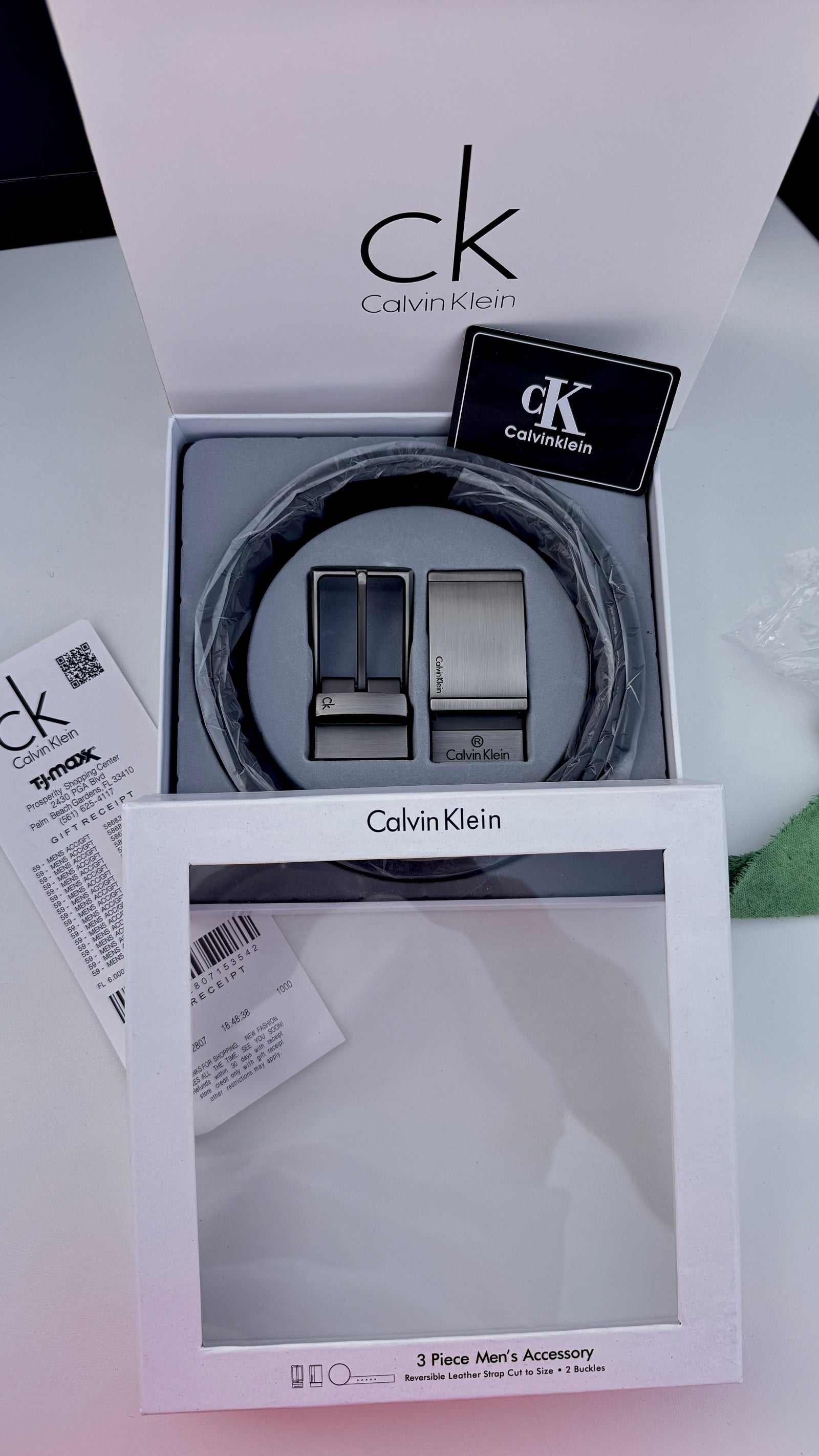 Calvin Klein 3 Piece Belt Set – Reversible Belt with Two Buckles