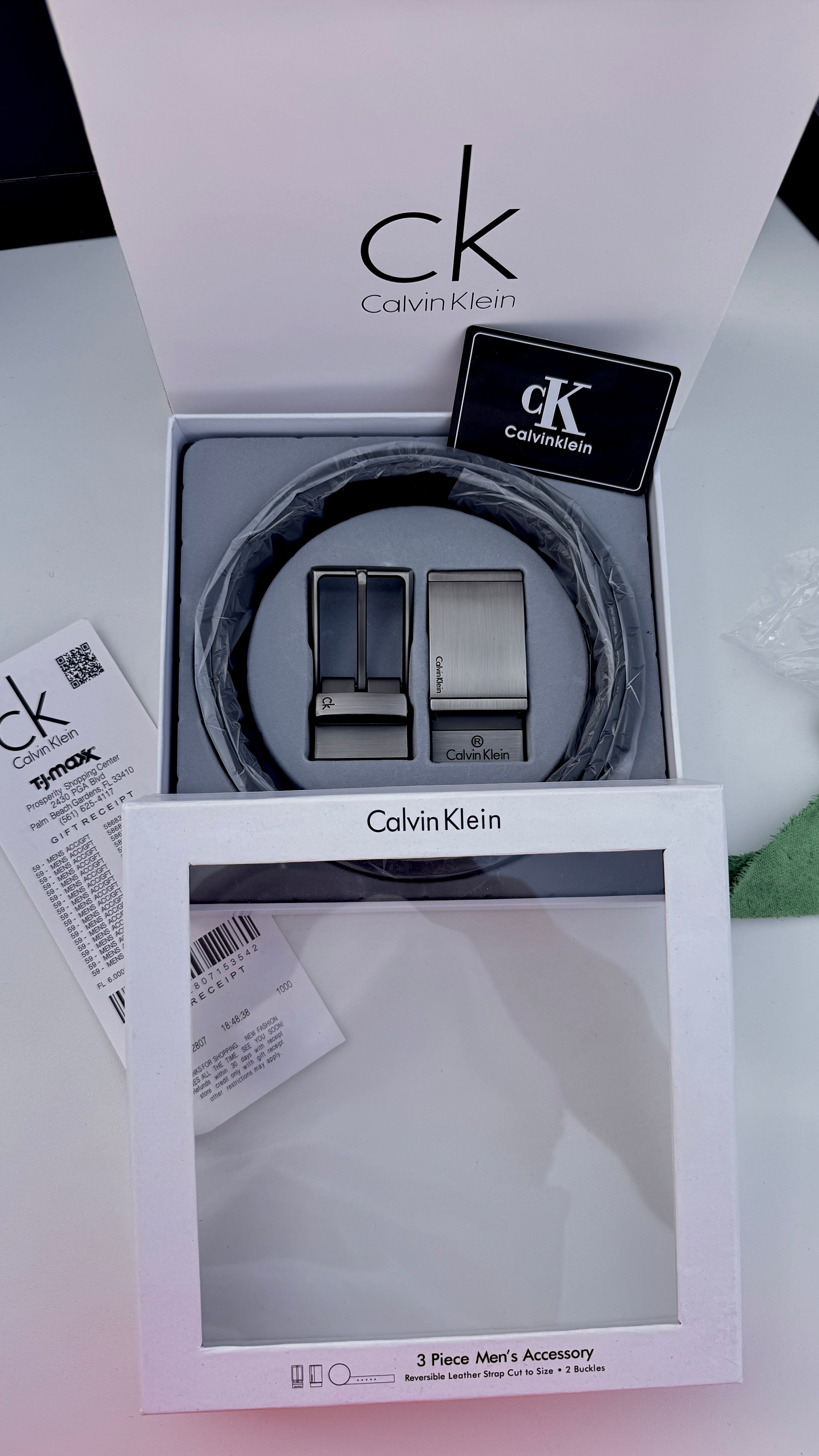 Calvin Klein 3 Piece Belt Set – Reversible Belt with Two Buckles