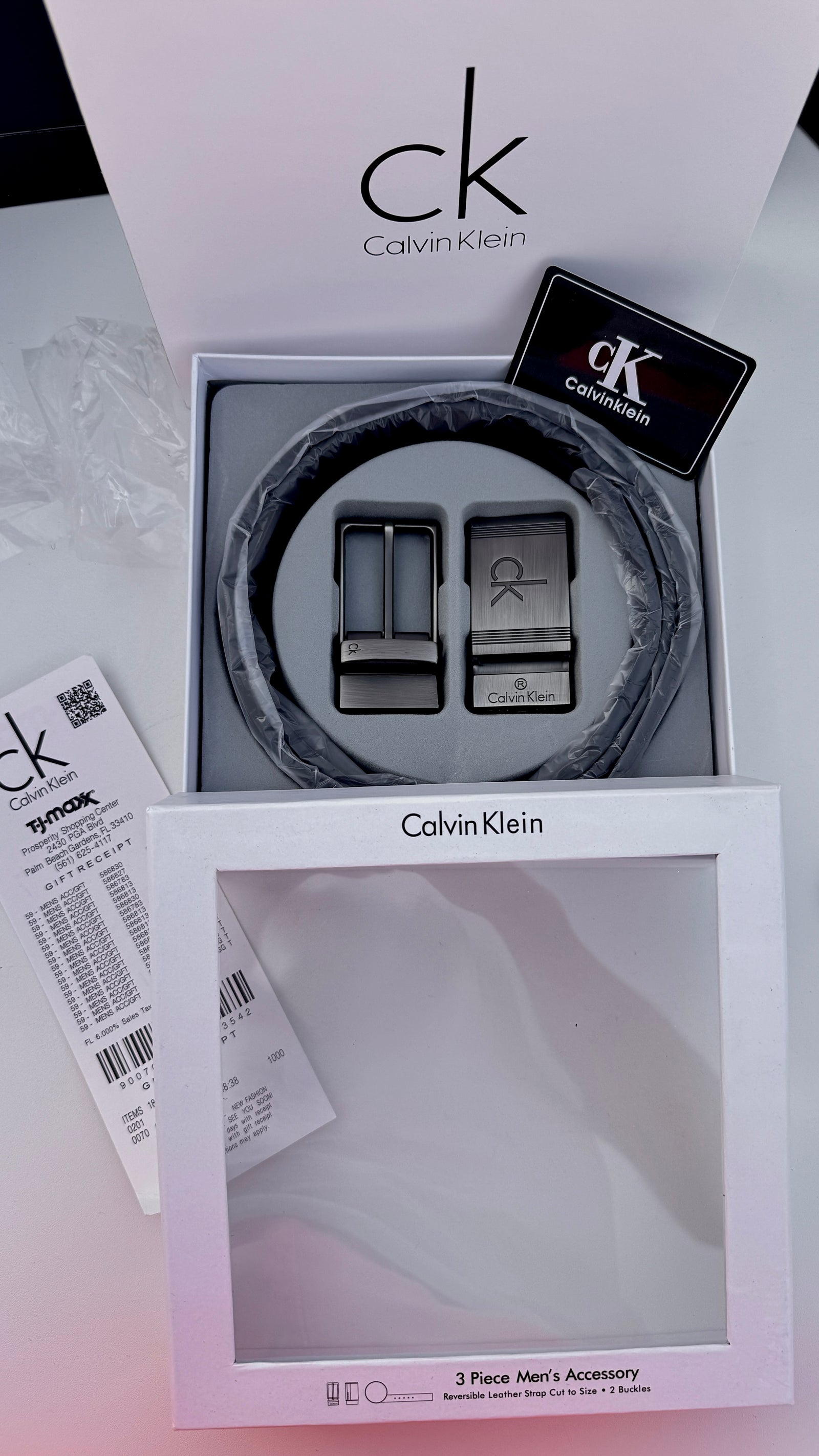 Calvin Klein 3 Piece Belt Set – Reversible Belt with Two Buckles