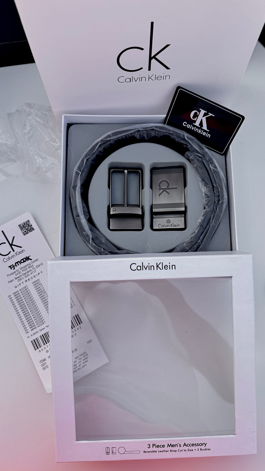 Calvin Klein 3 Piece Belt Set – Reversible Belt with Two Buckles