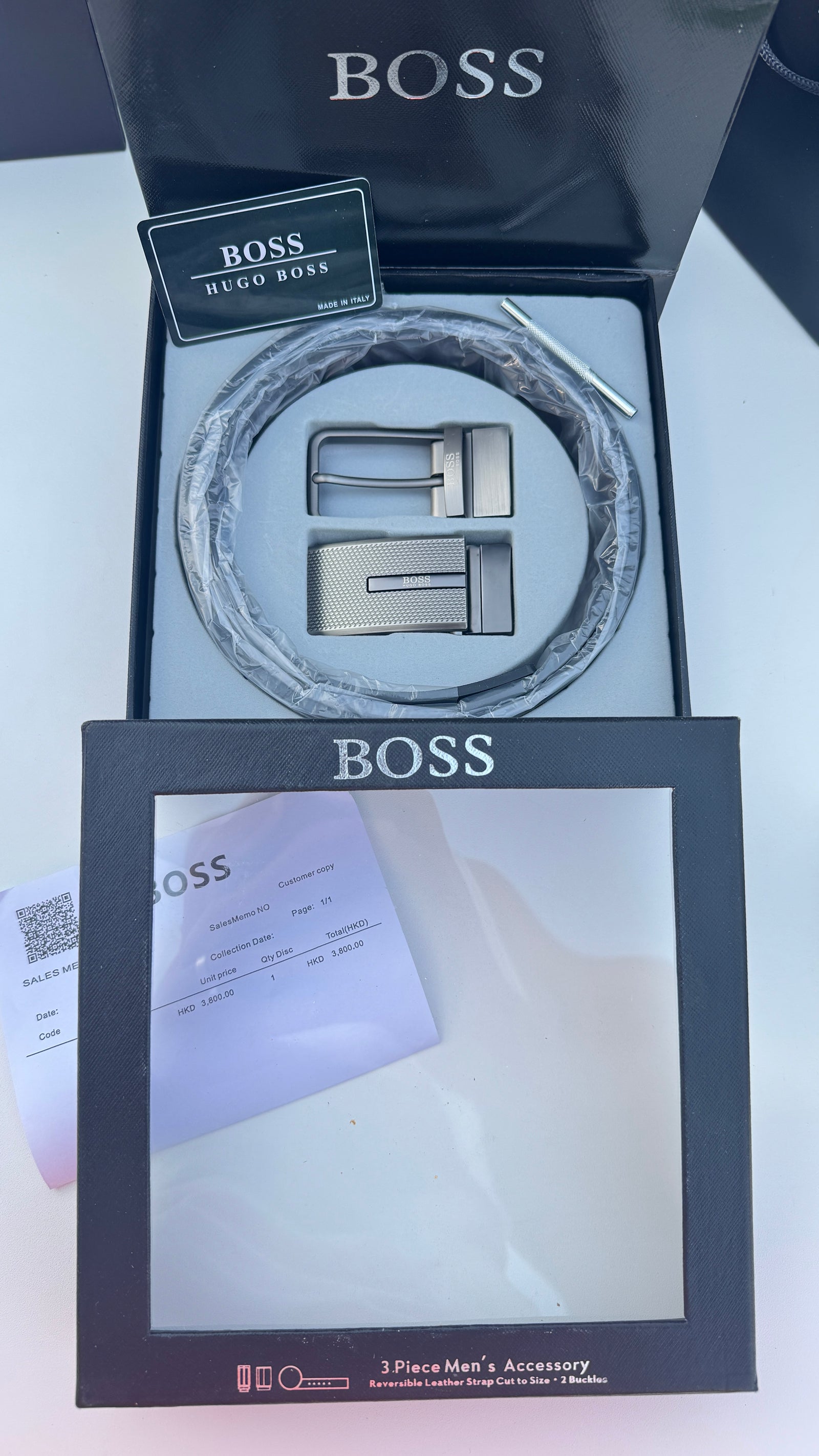 BOSS 3 Piece Belt Set – Reversible Belt with Two Buckles