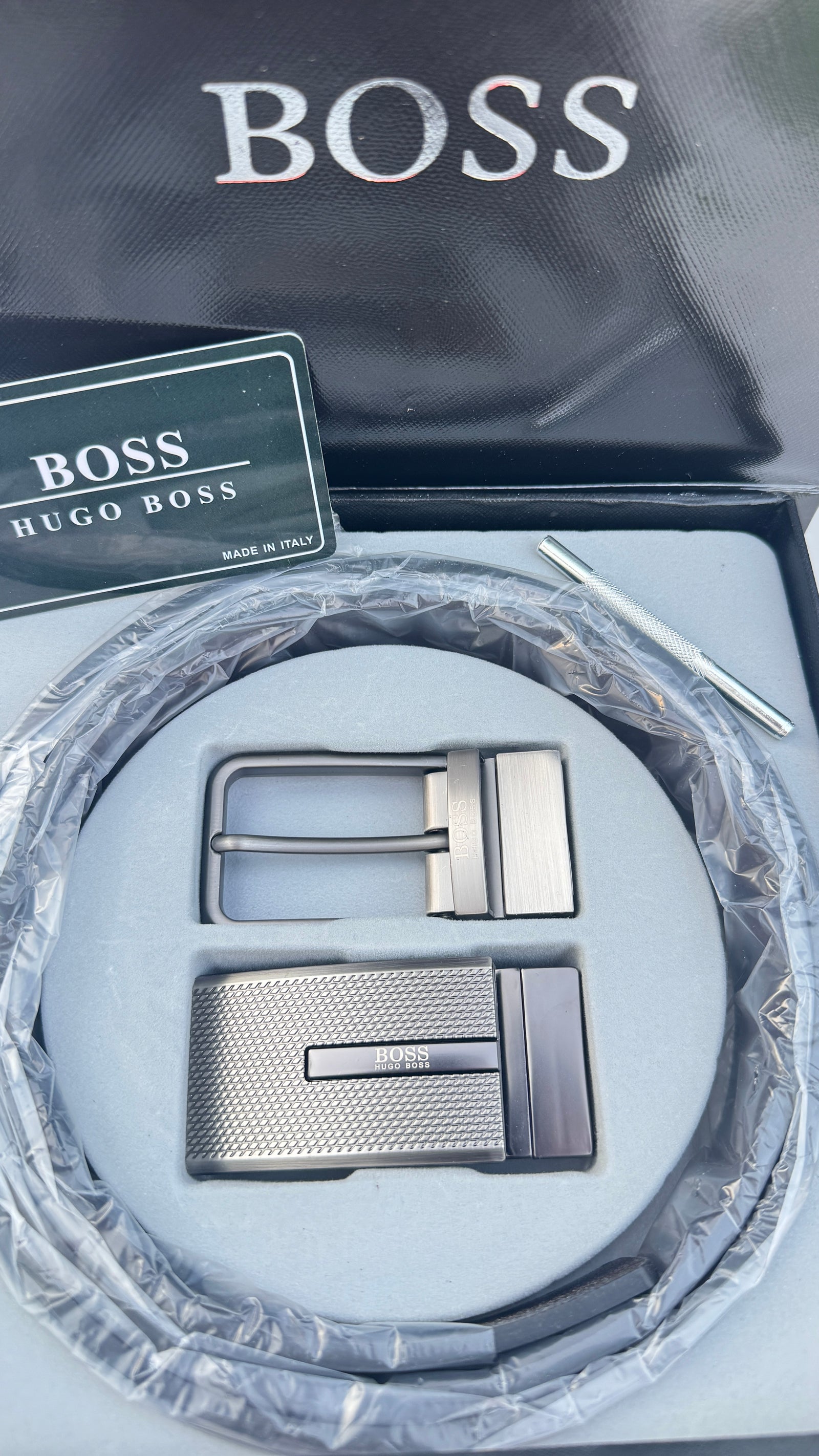 BOSS 3 Piece Belt Set – Reversible Belt with Two Buckles