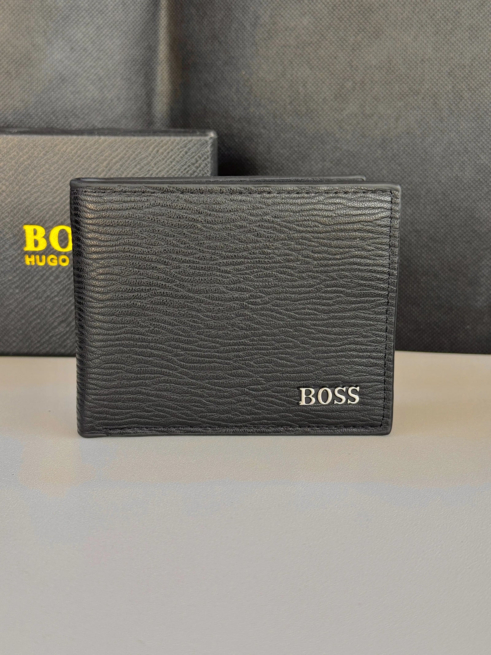 BOSS black Wallet & Brown leather Automatic Belt Set – Premium Gift Set with Box & Bag