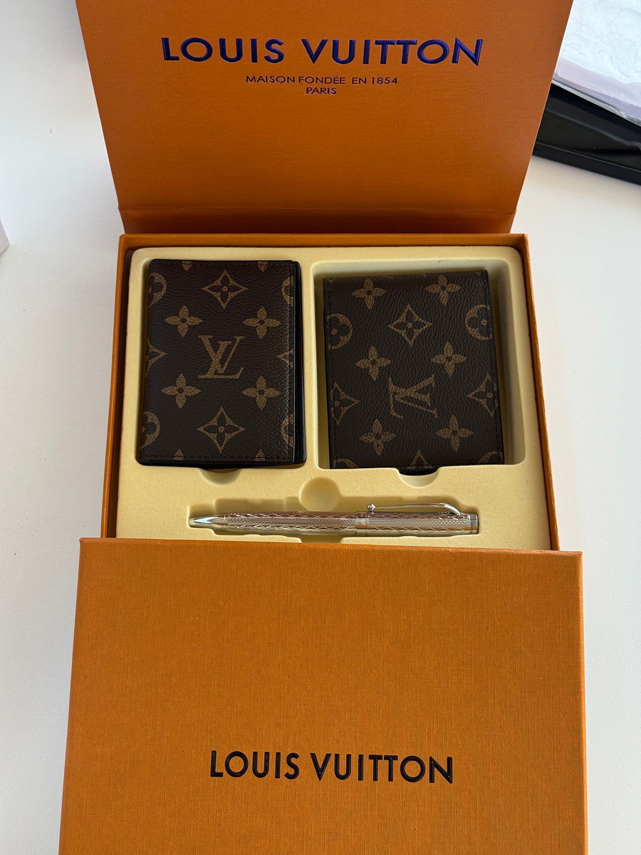 LV Wallet & Pen Set – Dual Bifold Wallet Gift Set with Box & Bag