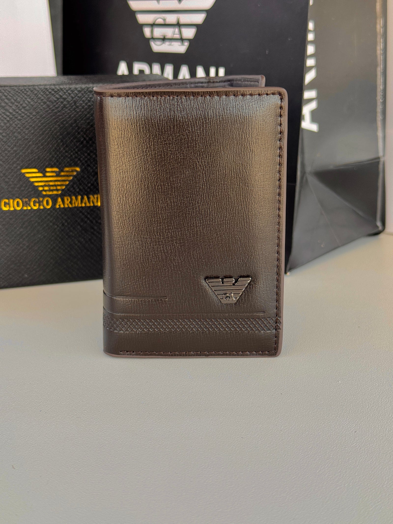 Armani Leather Trifold Wallet – Premium Gift Packaging Included