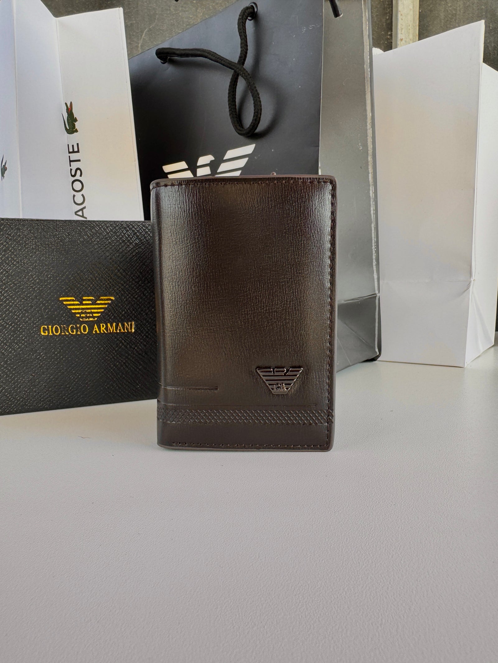 Armani Leather Trifold Wallet – Premium Gift Packaging Included