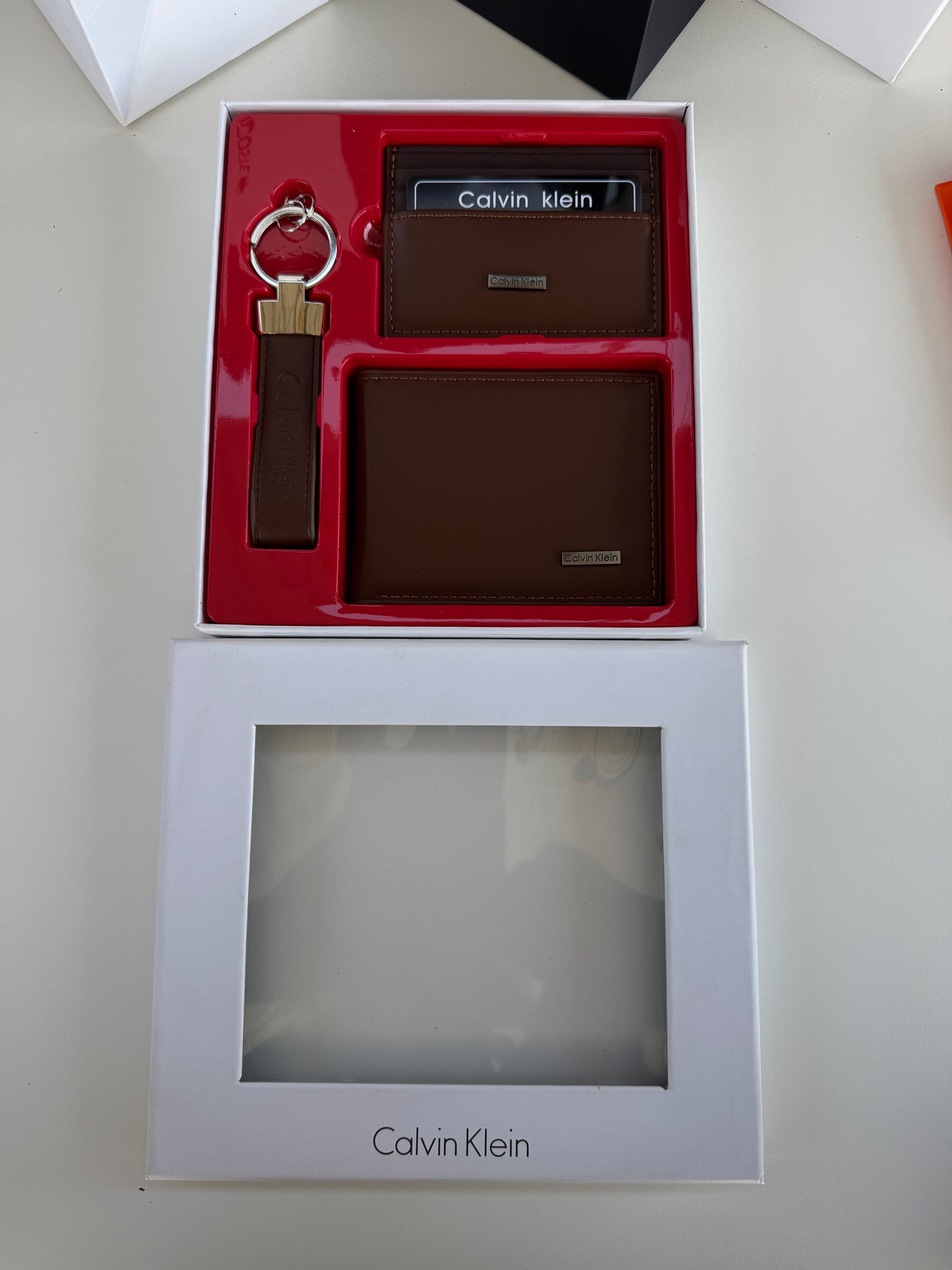 Calvin Klein Wallet, Card Holder & Key Chain Set – Premium Gift Set with Box & Bag