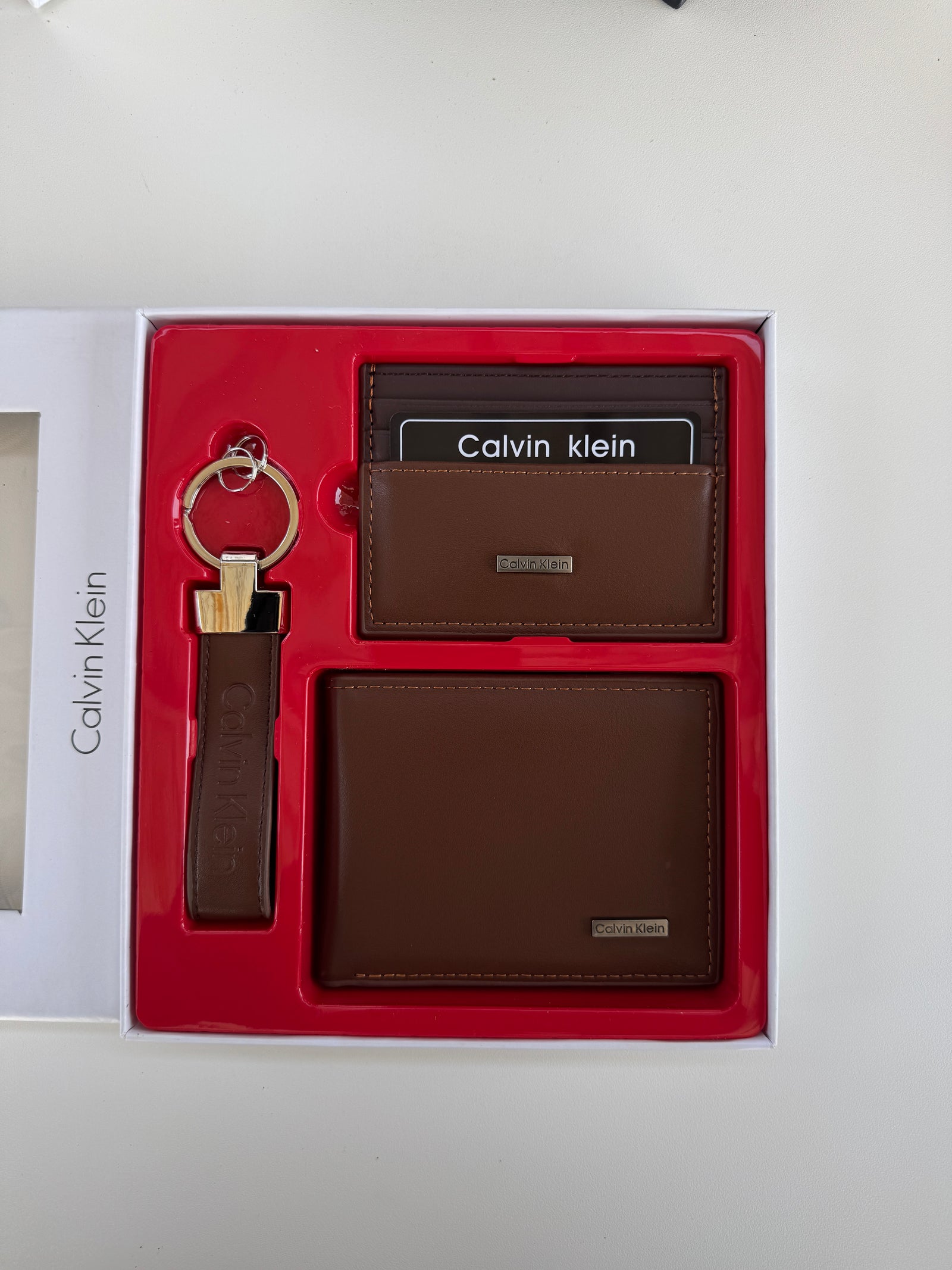 Calvin Klein Wallet, Card Holder & Key Chain Set – Premium Gift Set with Box & Bag