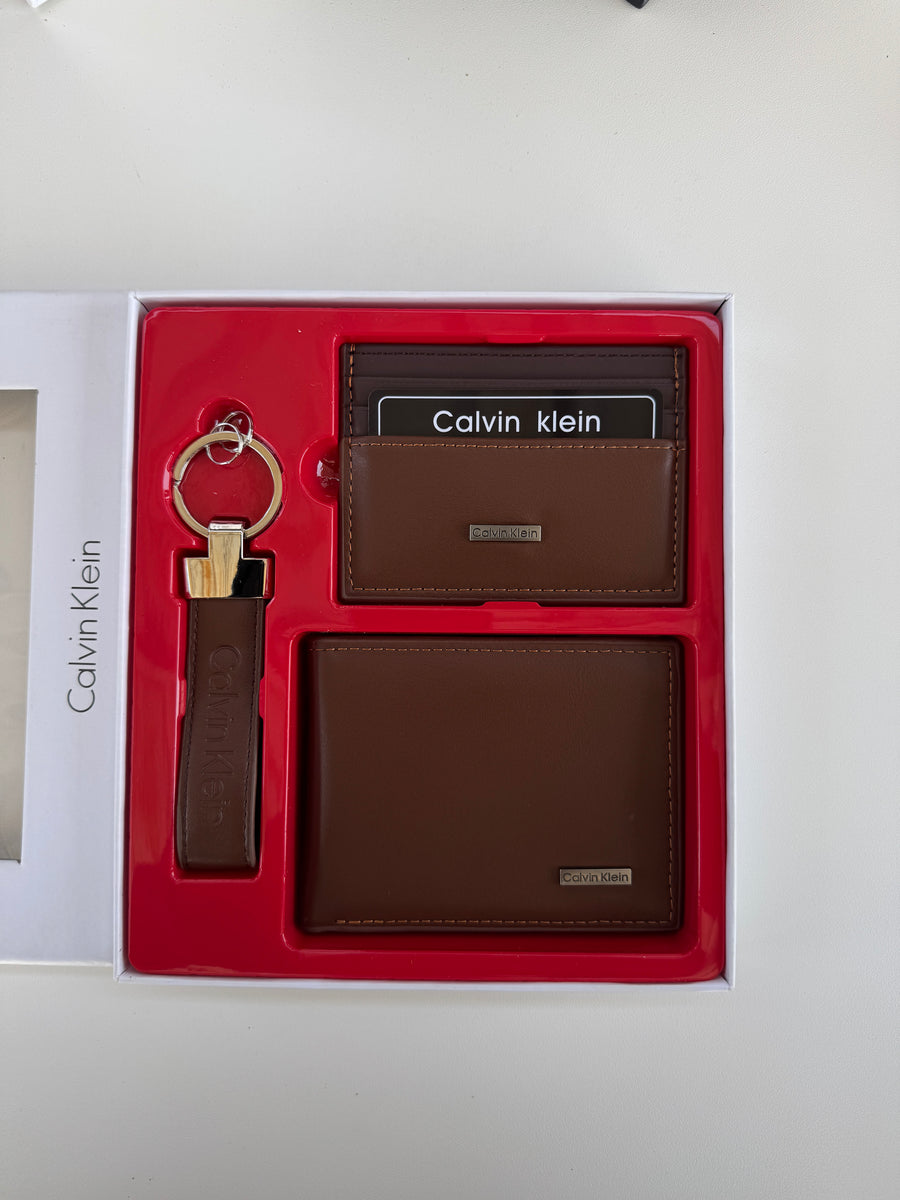 Calvin Klein Wallet, Card Holder & Key Chain Set – Premium Gift Set with Box & Bag