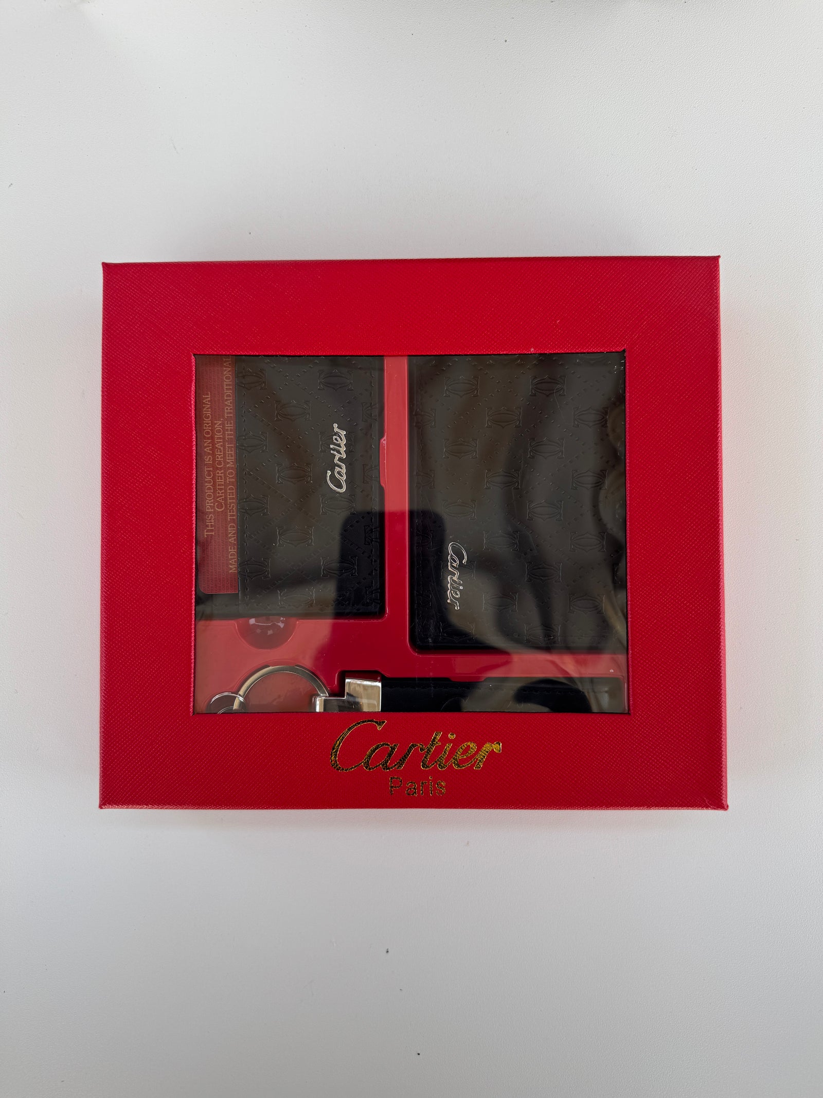 Cartier Wallet, Card Holder & Key Chain Set – Premium Gift Set with Box & Bag
