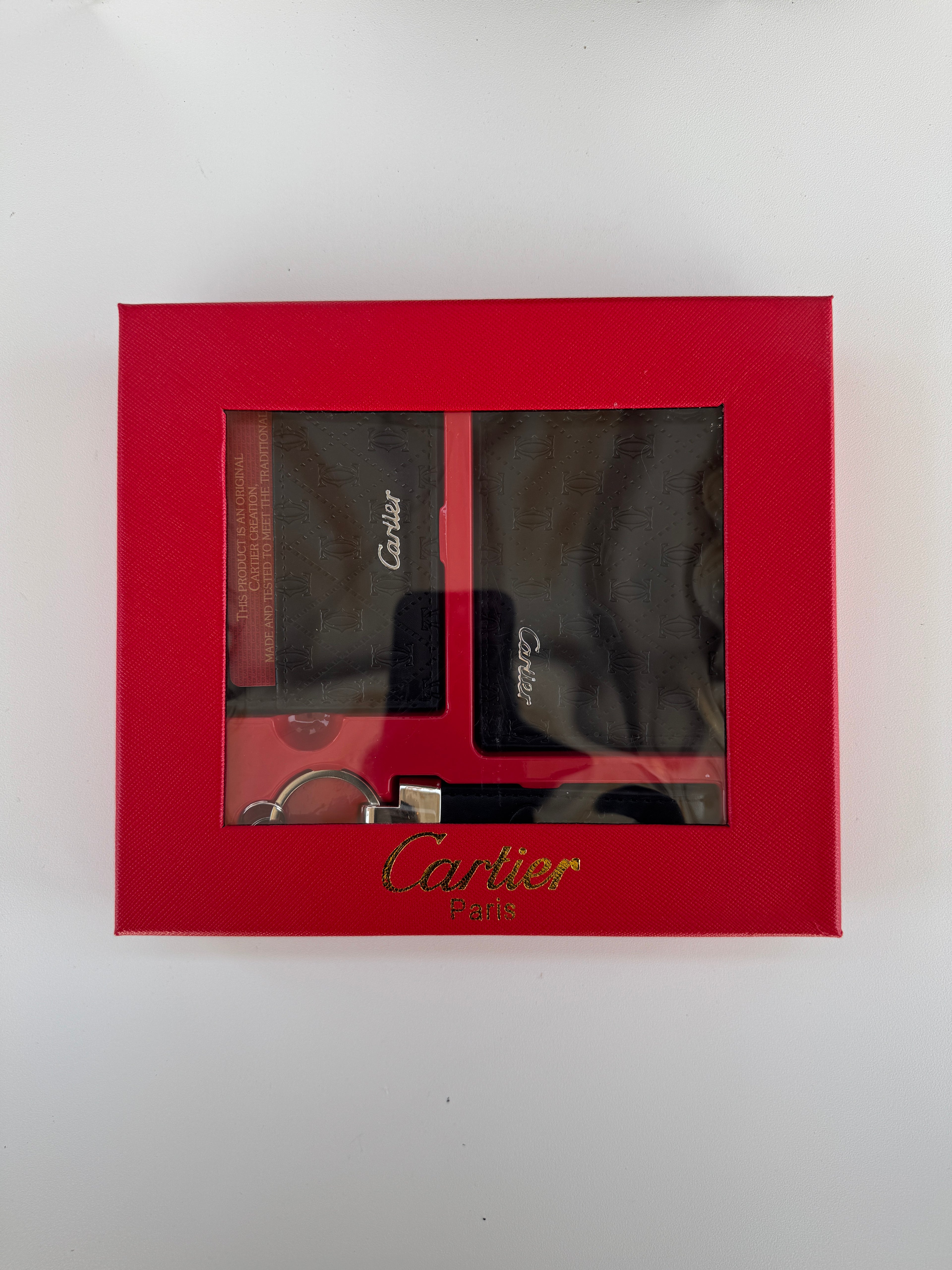 Cartier Wallet, Card Holder & Key Chain Set – Premium Gift Set with Box & Bag