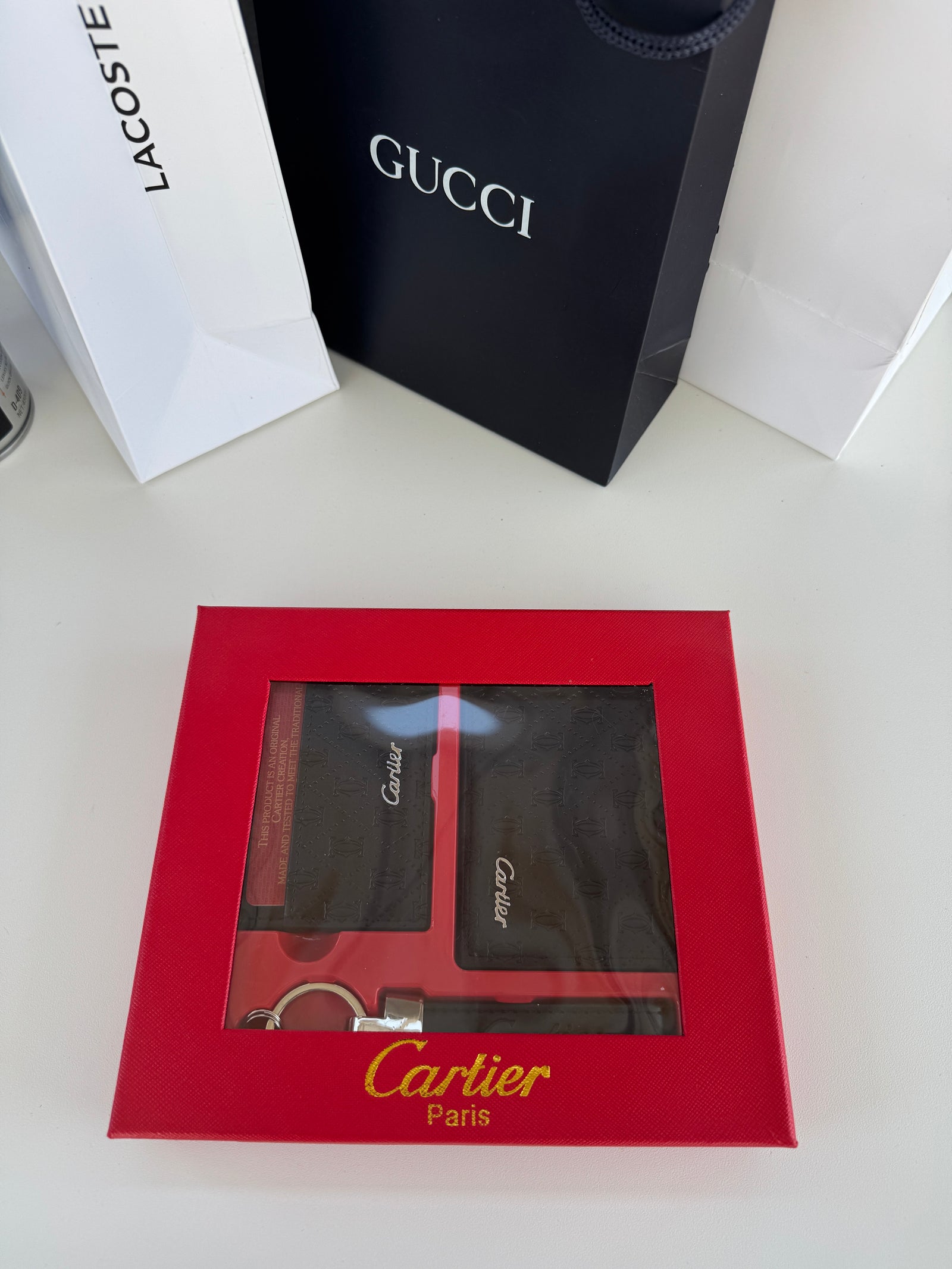 Cartier Wallet, Card Holder & Key Chain Set – Premium Gift Set with Box & Bag