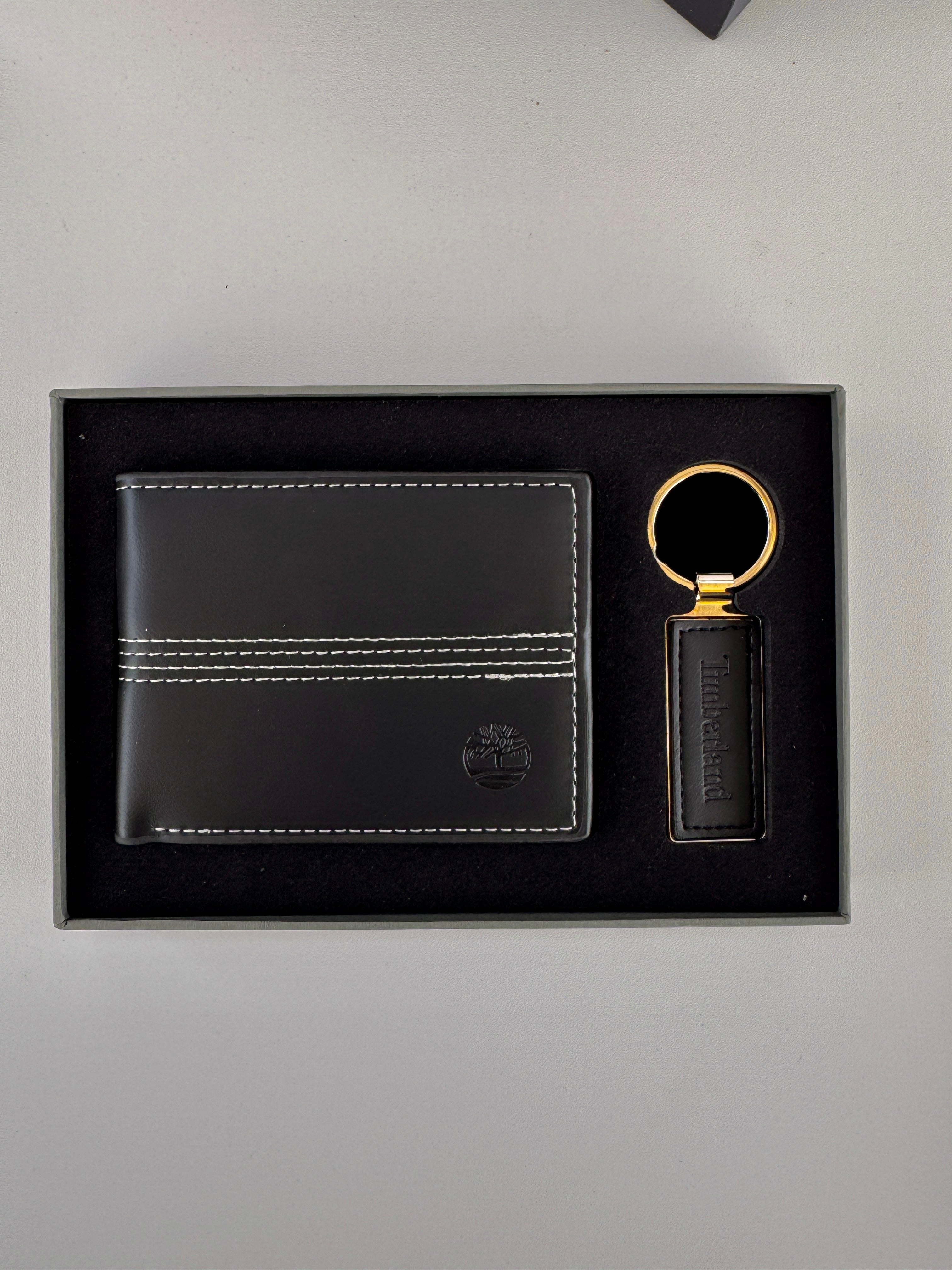 Timberland Wallet & Key Chain Set – Leather Bifold Wallet with Gift Box & Bag