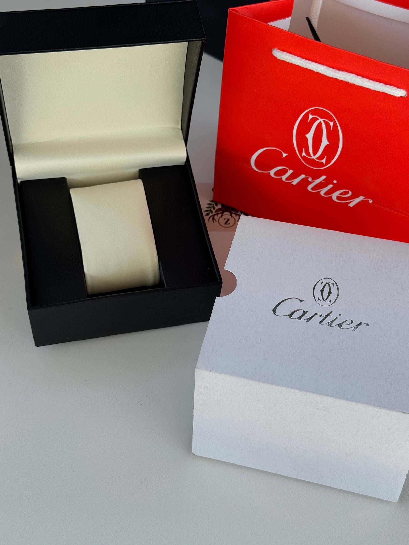 Cartier Leather Watch Box – Premium Storage Box with Shopping Bag