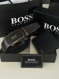 طقم محفظة وحزام أوتوماتيكي من BOSS - مجموعة هدايا فاخرة مع صندوق وحقيبة