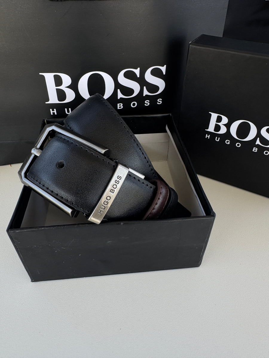 BOSS Double Face Belt – Black & Brown Reversible with Classic Buckle