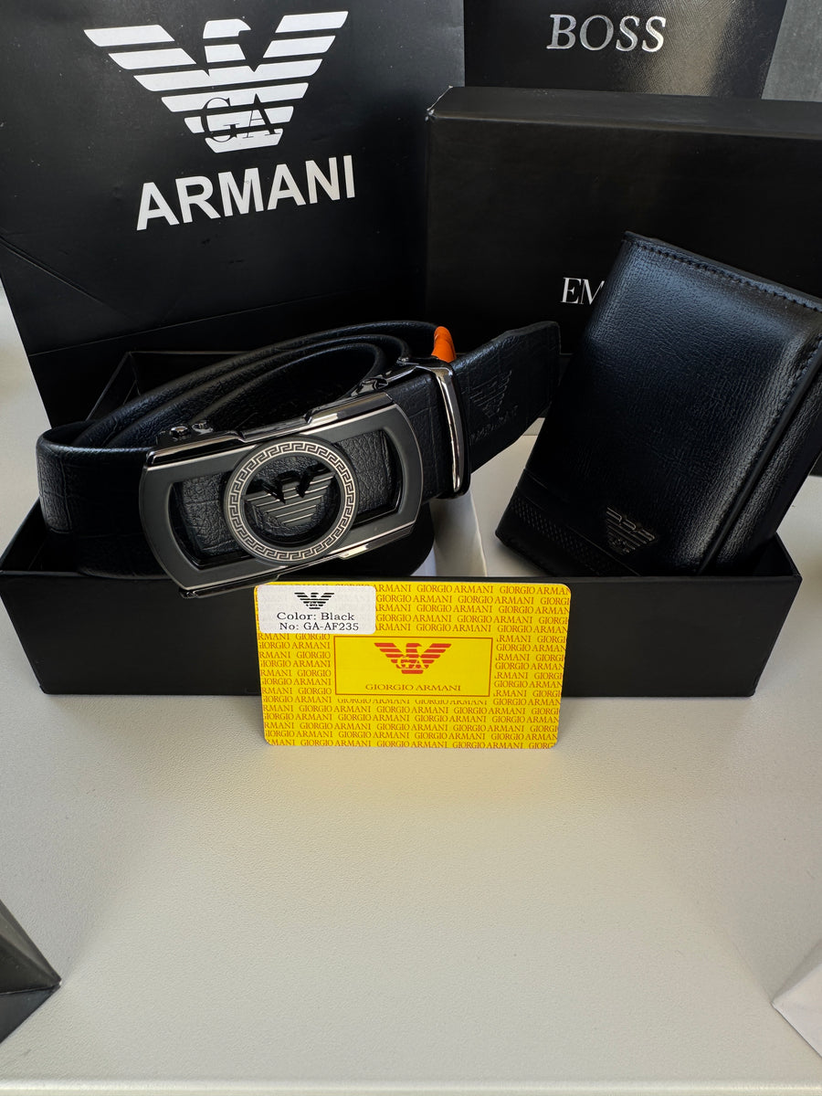 ARMANI Wallet & Automatic Belt Set – Premium Gift Set with Box & Bag
