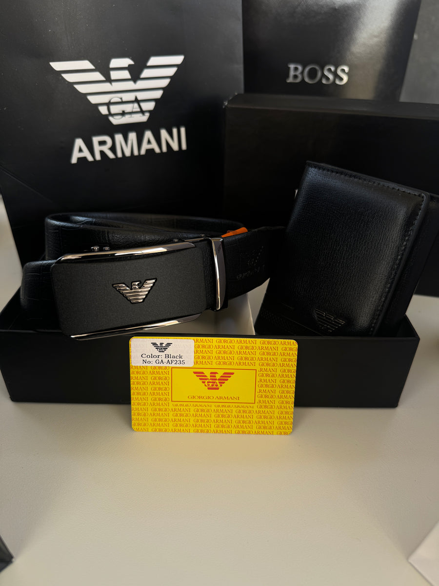 ARMANI Wallet & Automatic Belt Set – Premium Gift Set with Box & Bag