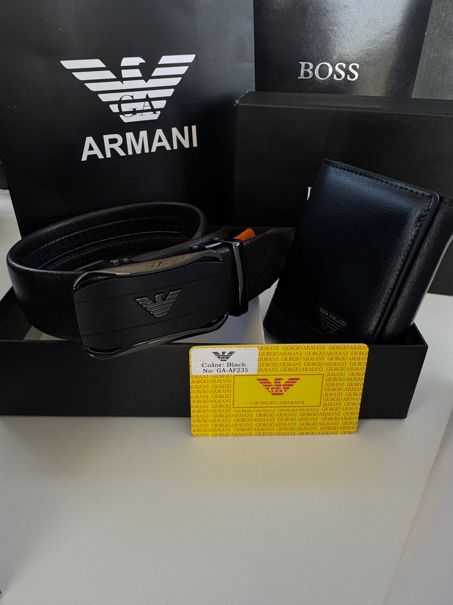 ARMANI Wallet & Automatic Belt Set – Premium Gift Set with Box & Bag