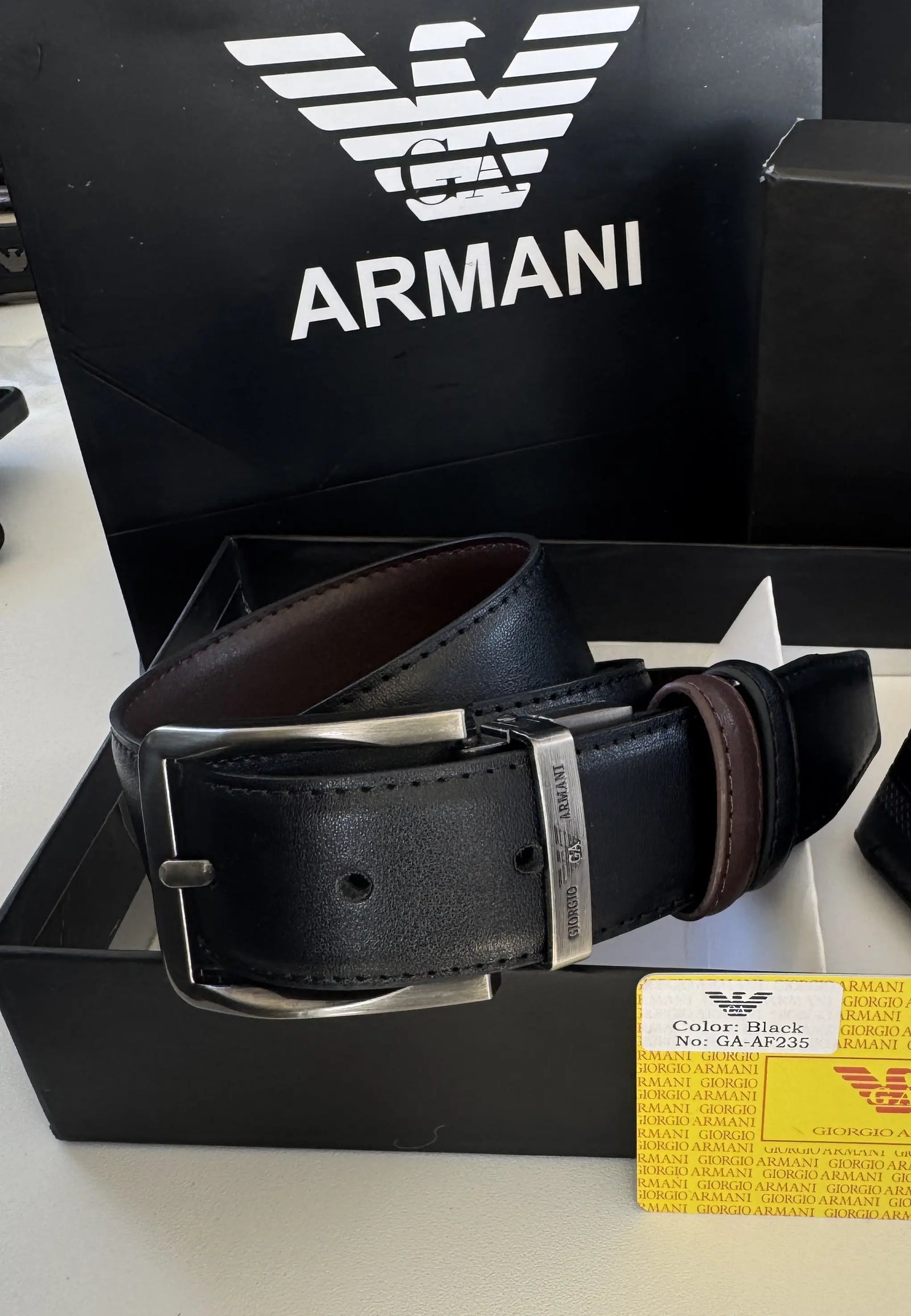 ARMANI Wallet & Double Face Belt Set – Premium Gift Set with Box & Bag