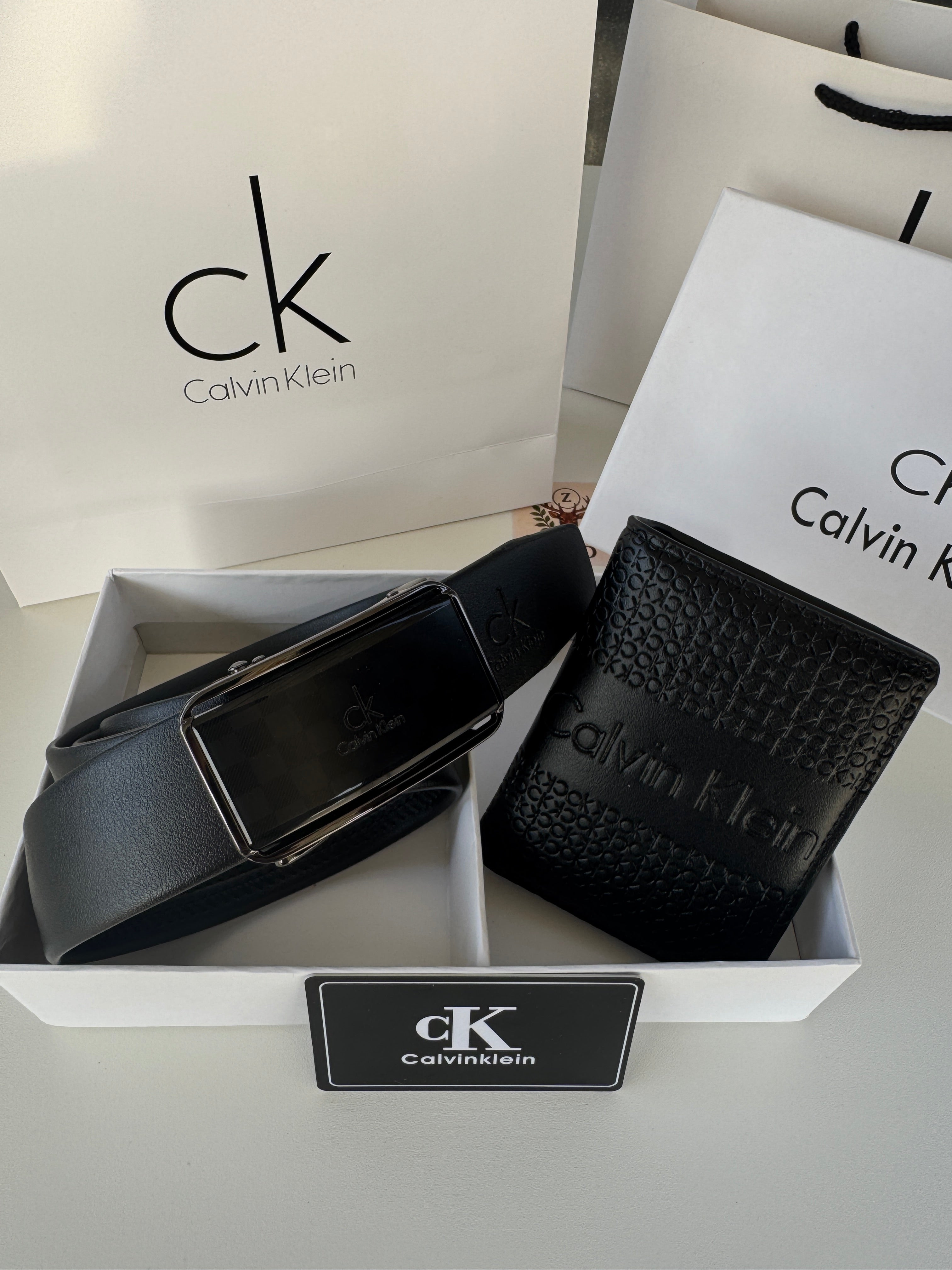 CALVIN KLEIN Wallet & Automatic Belt Set – Premium Gift Set with Box & Bag