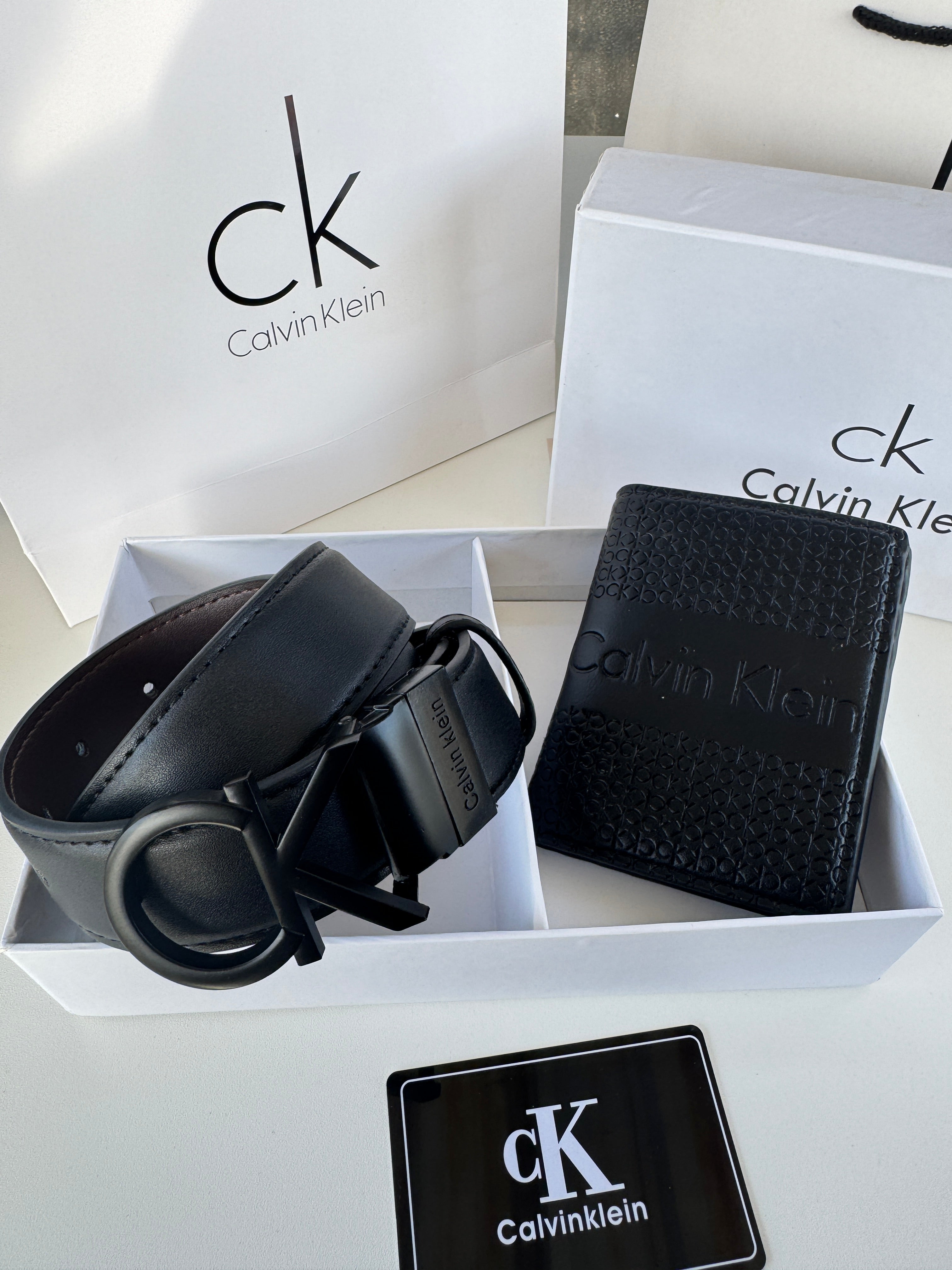 CALVIN KLEIN Wallet & Double Face Belt Set – Premium Gift Set with Box & Bag