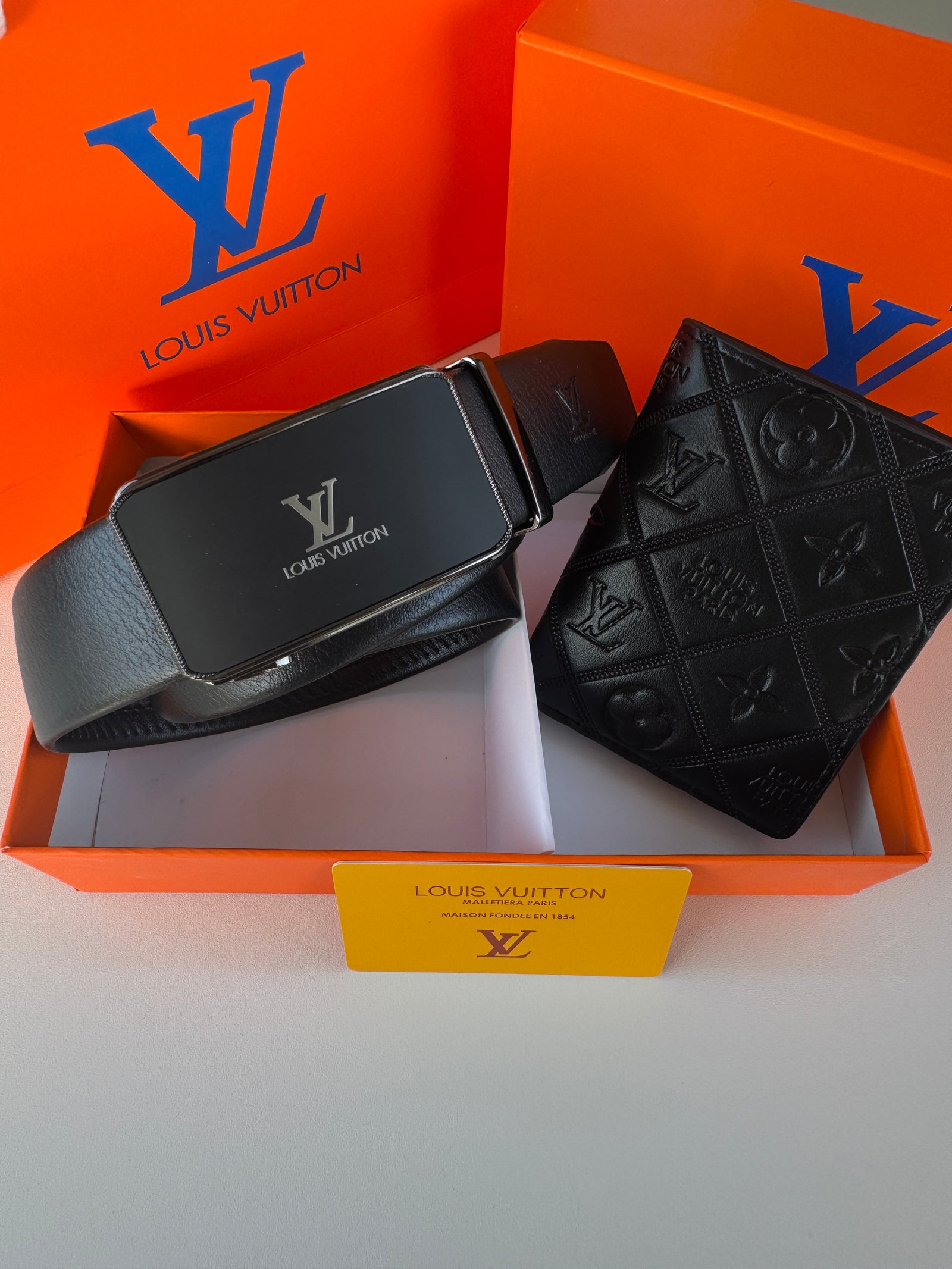 LV Wallet & Automatic Belt Set – Premium Gift Set with Box & Bag