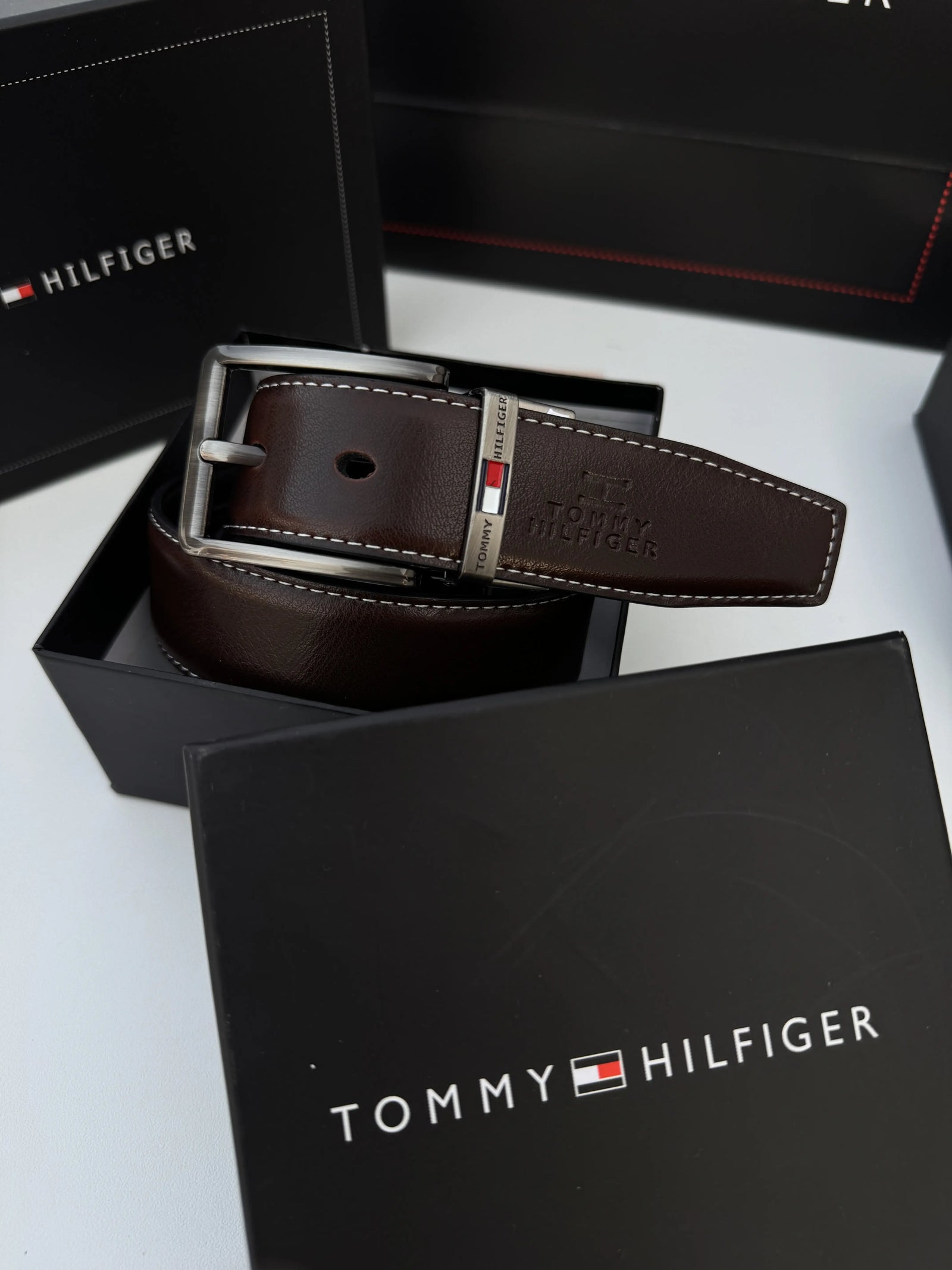 Tommy Hilfiger Double Face Belt – Black & Brown Reversible with Classic Buckle
