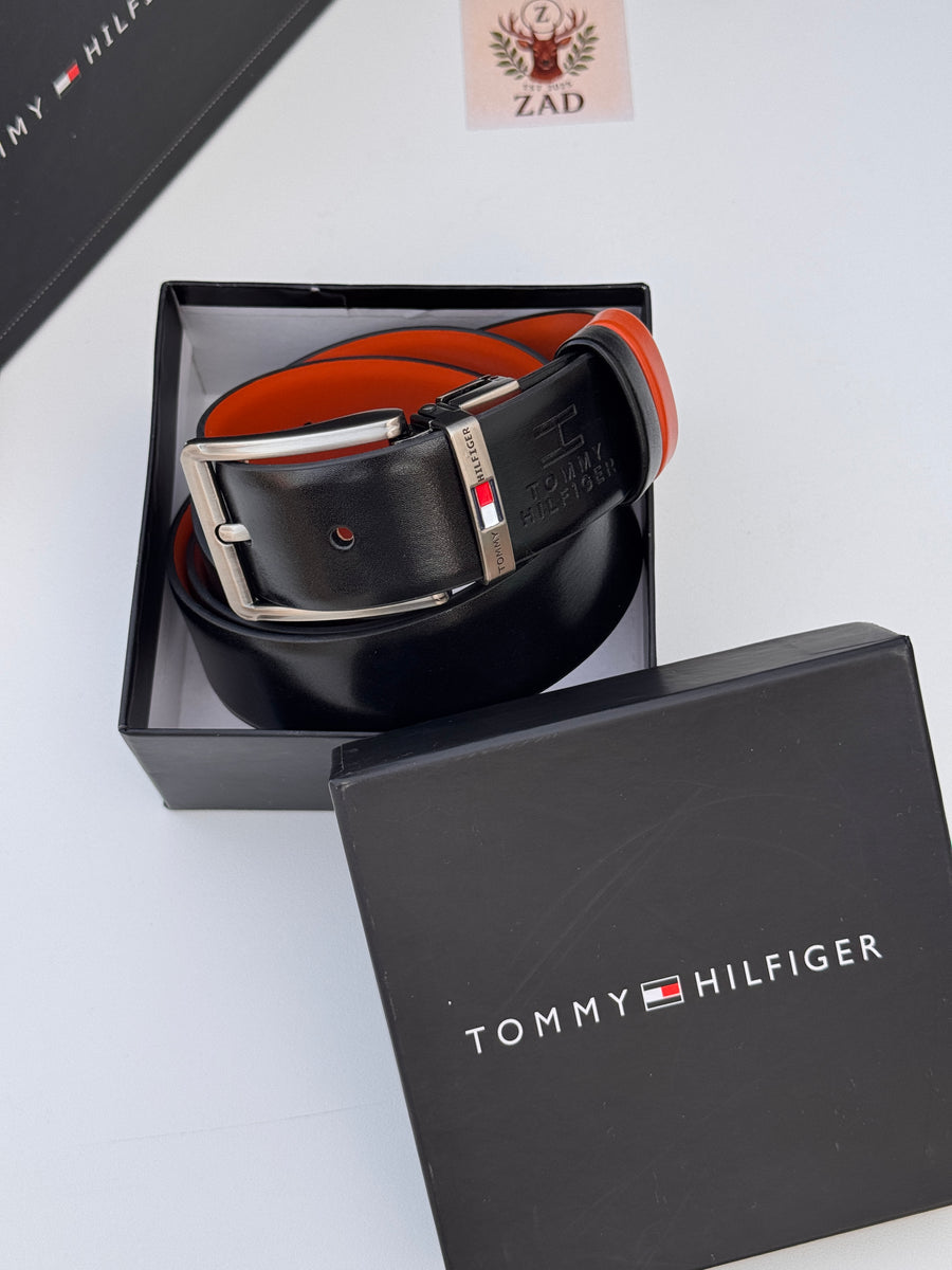 Tommy Hilfiger Double Face Belt – Black & Brown Reversible with Classic Buckle