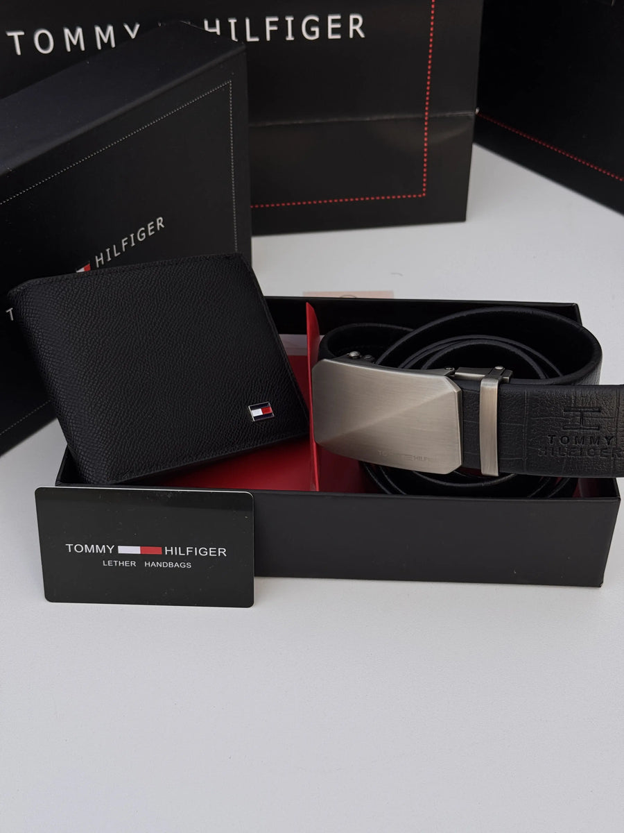 Tommy Hilfiger Wallet & Automatic Belt Set – Premium Gift Set with Box & Bag